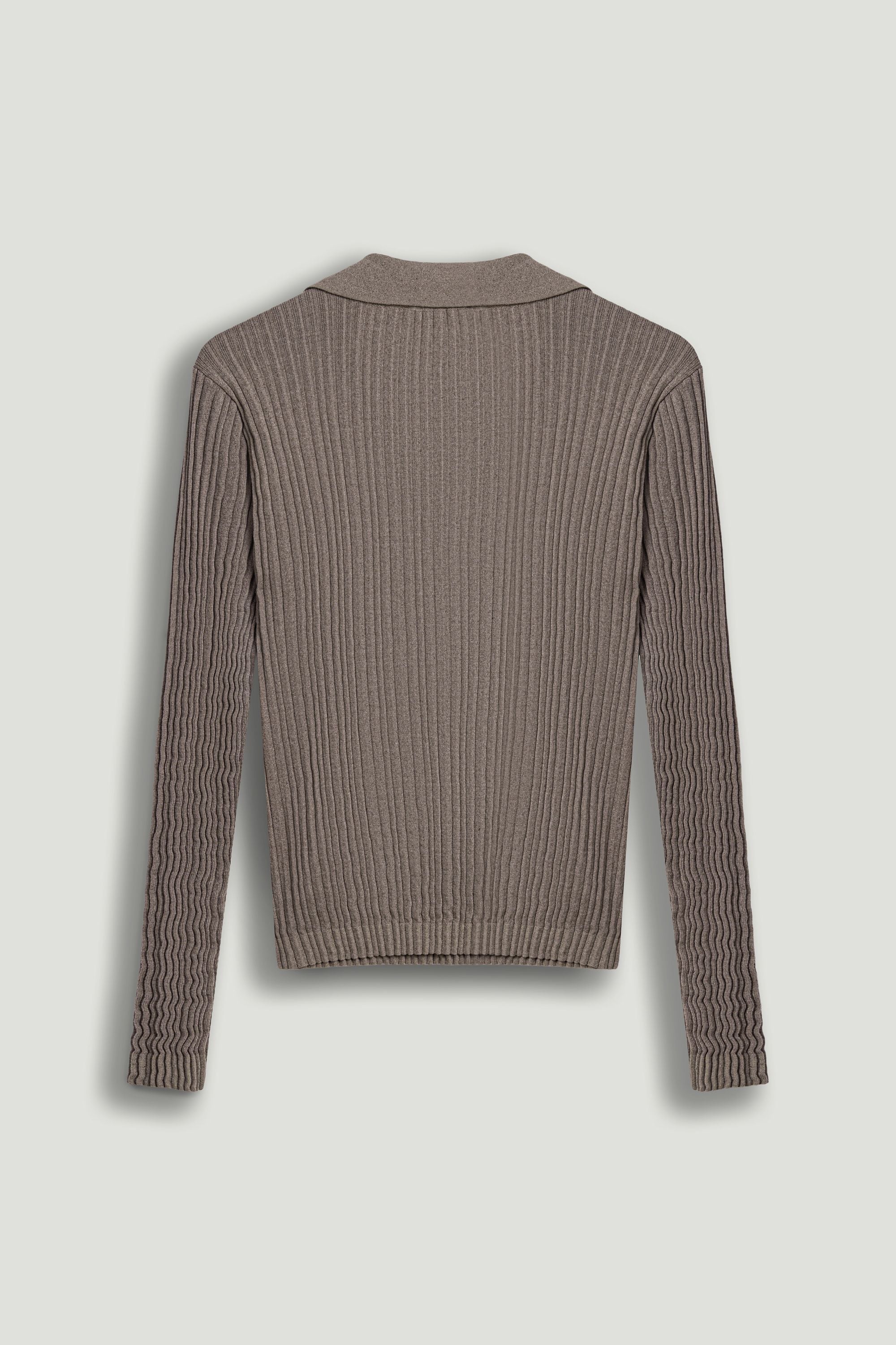 Ribbed Polo Sweater