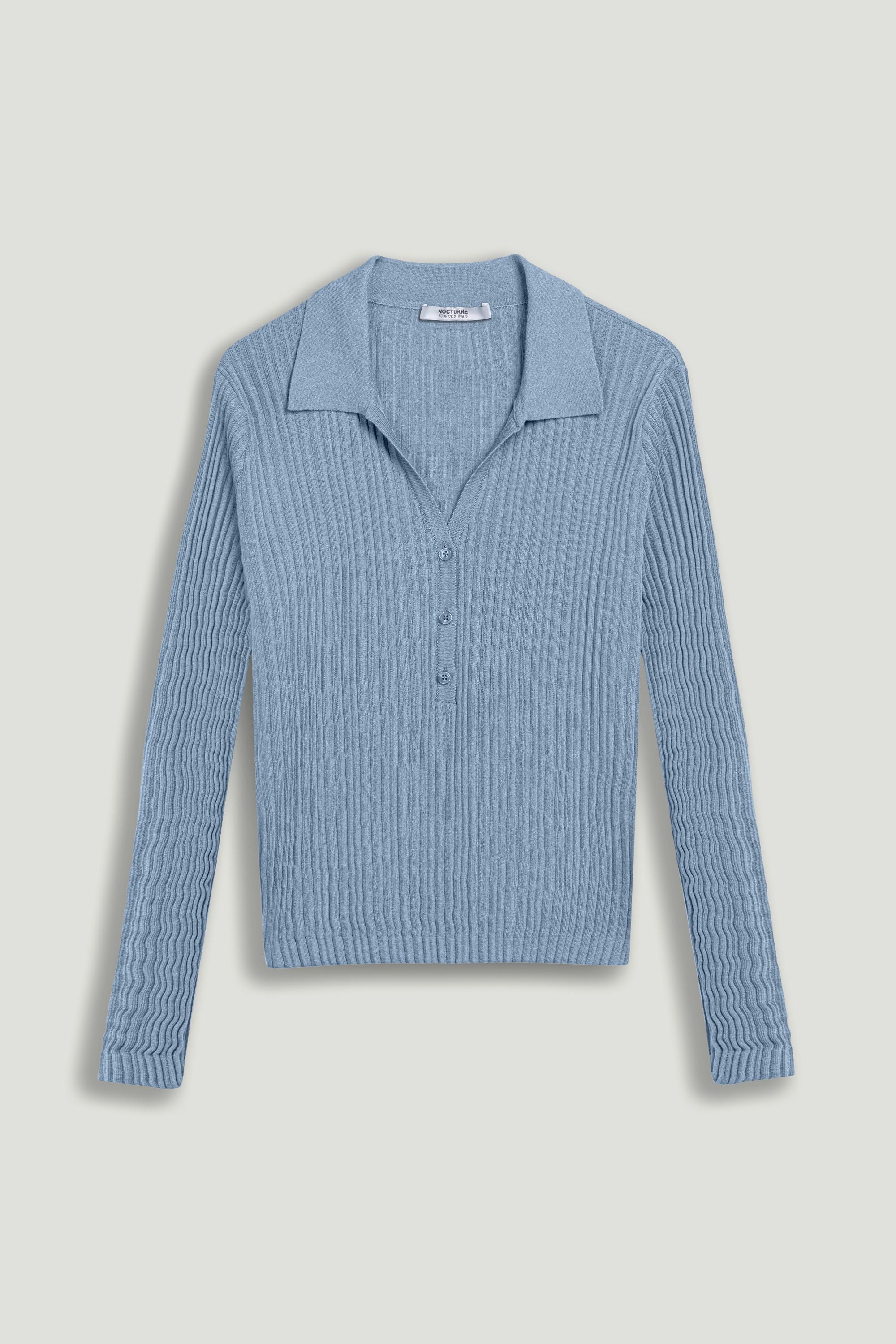 Ribbed Polo Knit Sweater