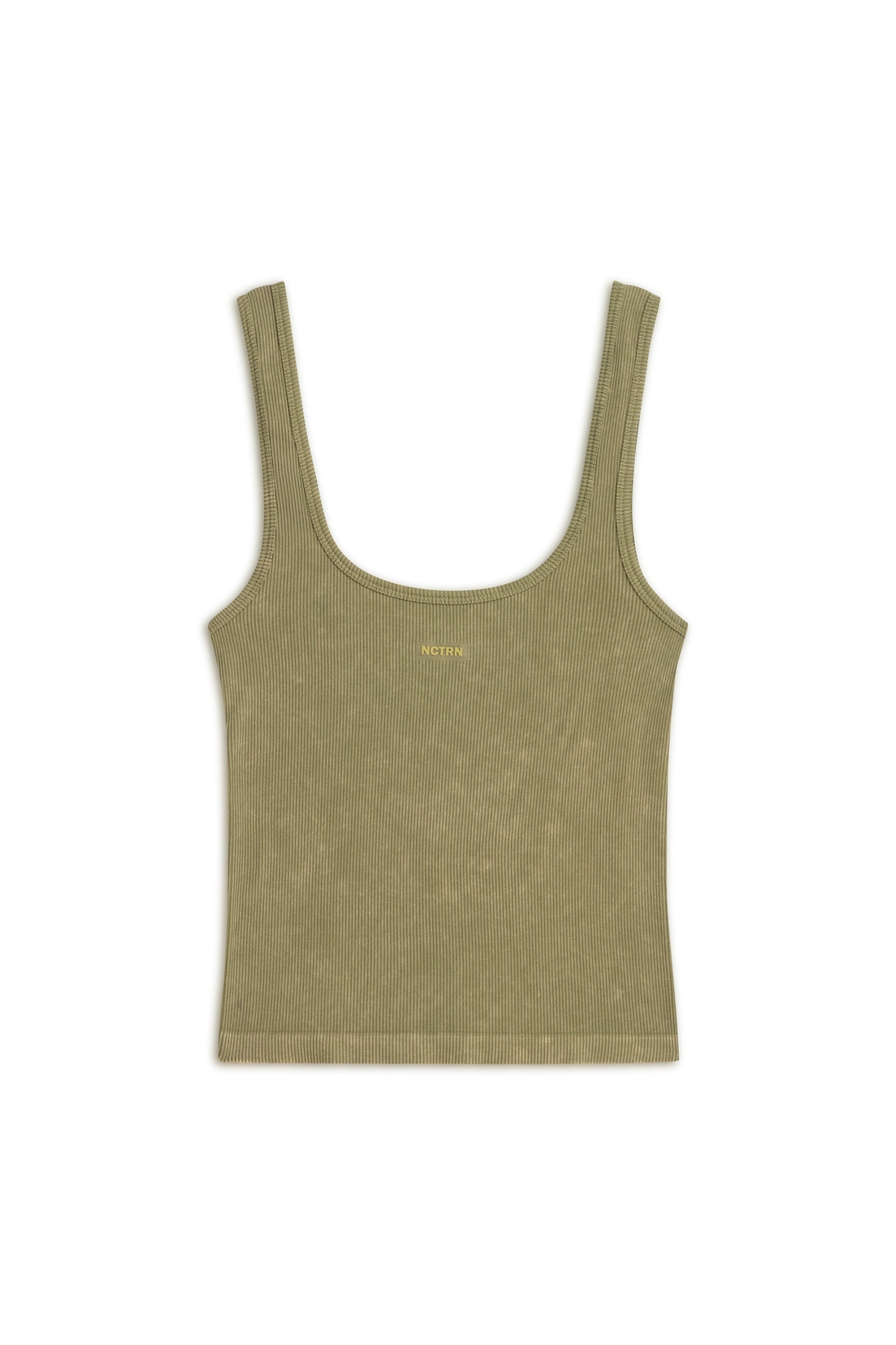 Khaki Printed Detail Crop Top