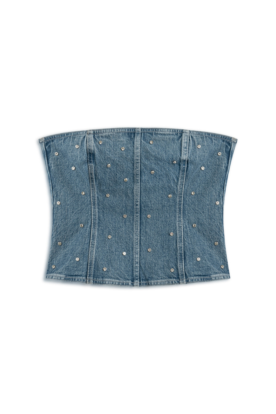 Stoned Strapless Denim Crop Top