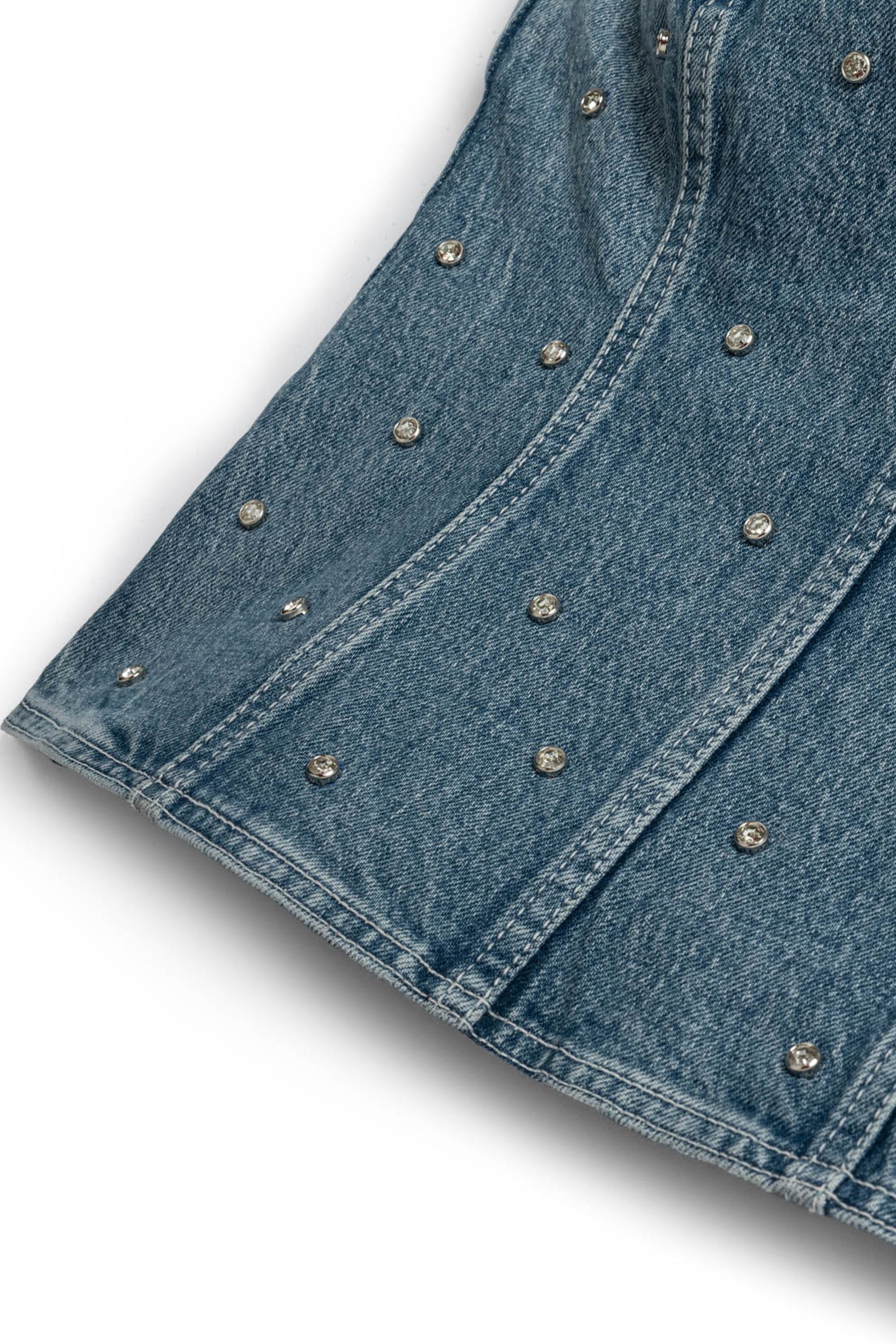 Stoned Strapless Denim Crop Top