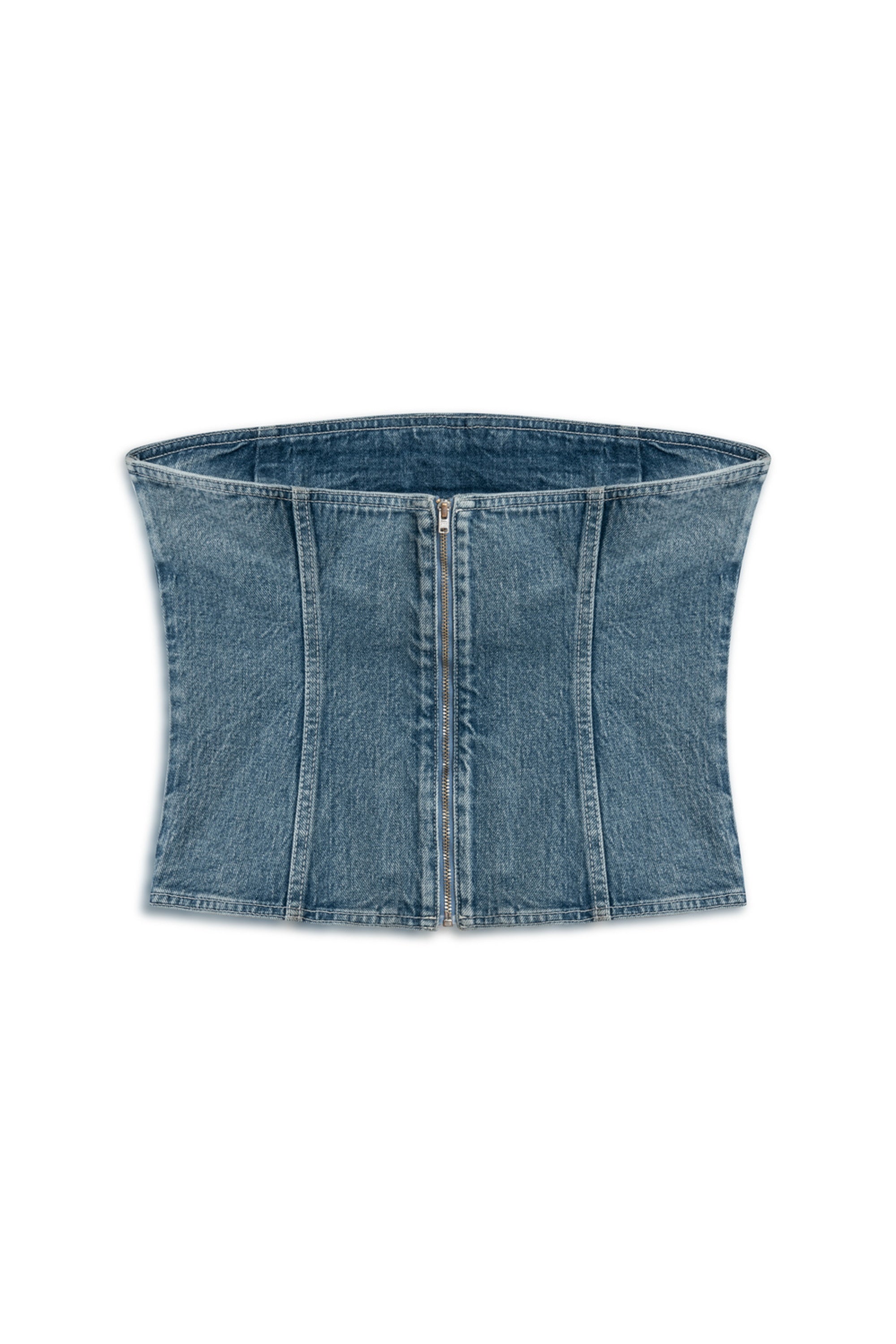 Stoned Strapless Denim Crop Top