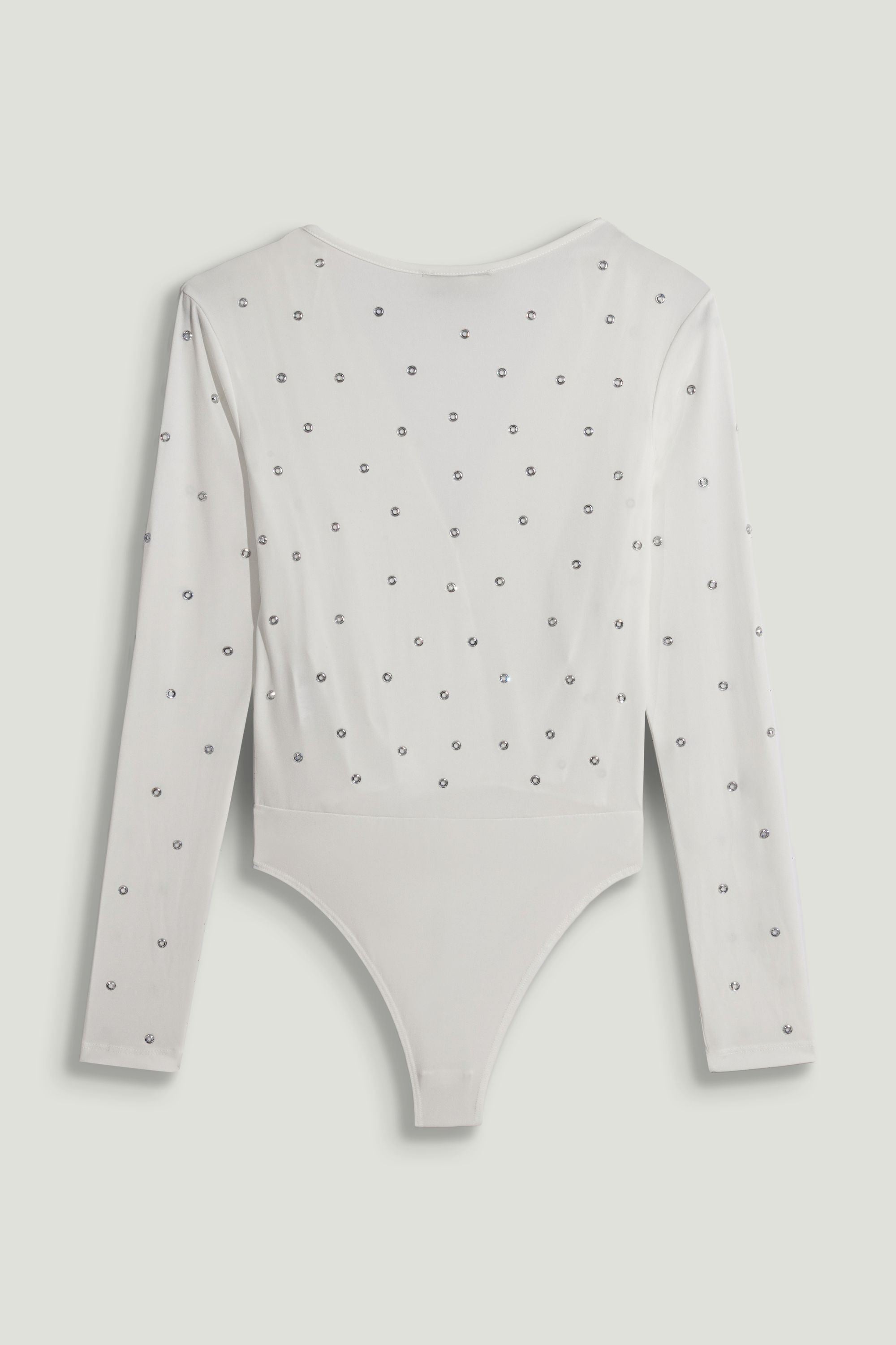 Embellished V-Neck Long-Sleeve Bodysuit
