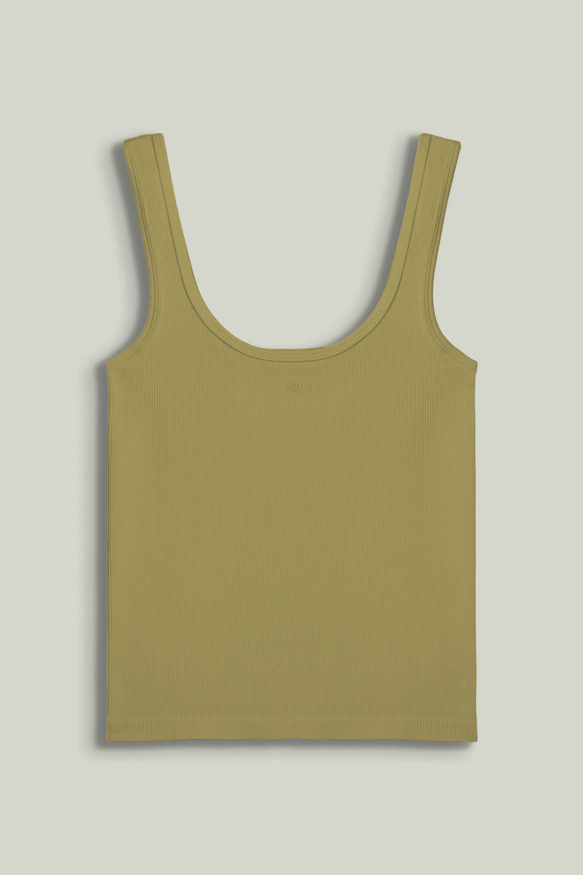 Khaki Printed Sleeveless Crop Top