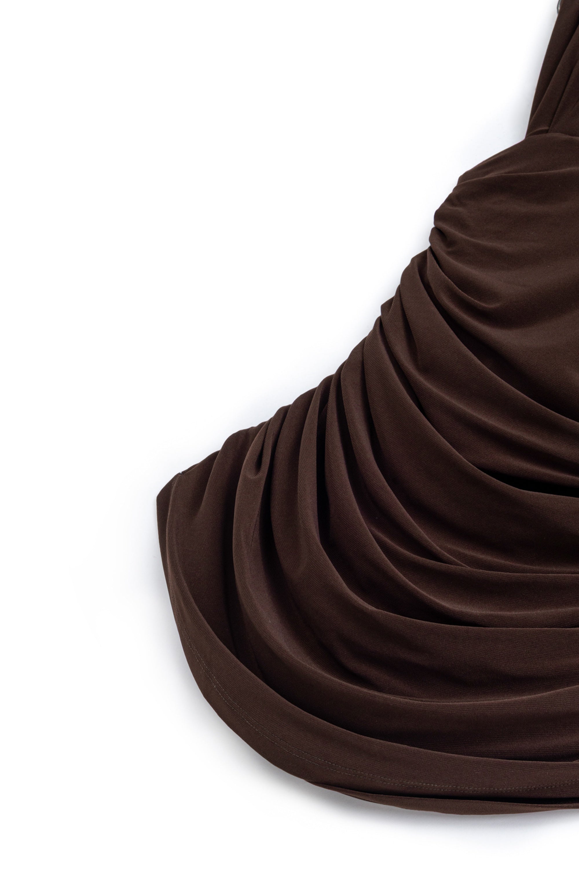 Coffee Thick Strap Draped Detail Blouse