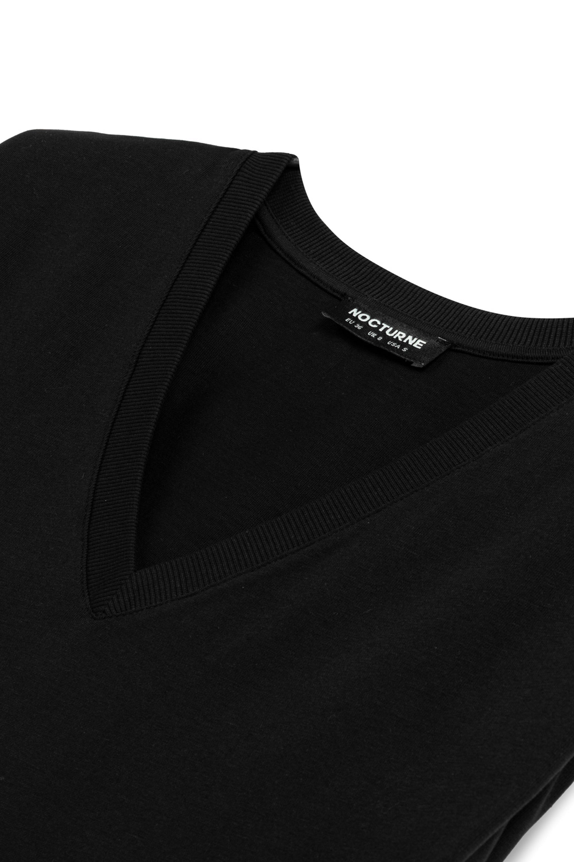 Black V-Neck Padded T-Shirt