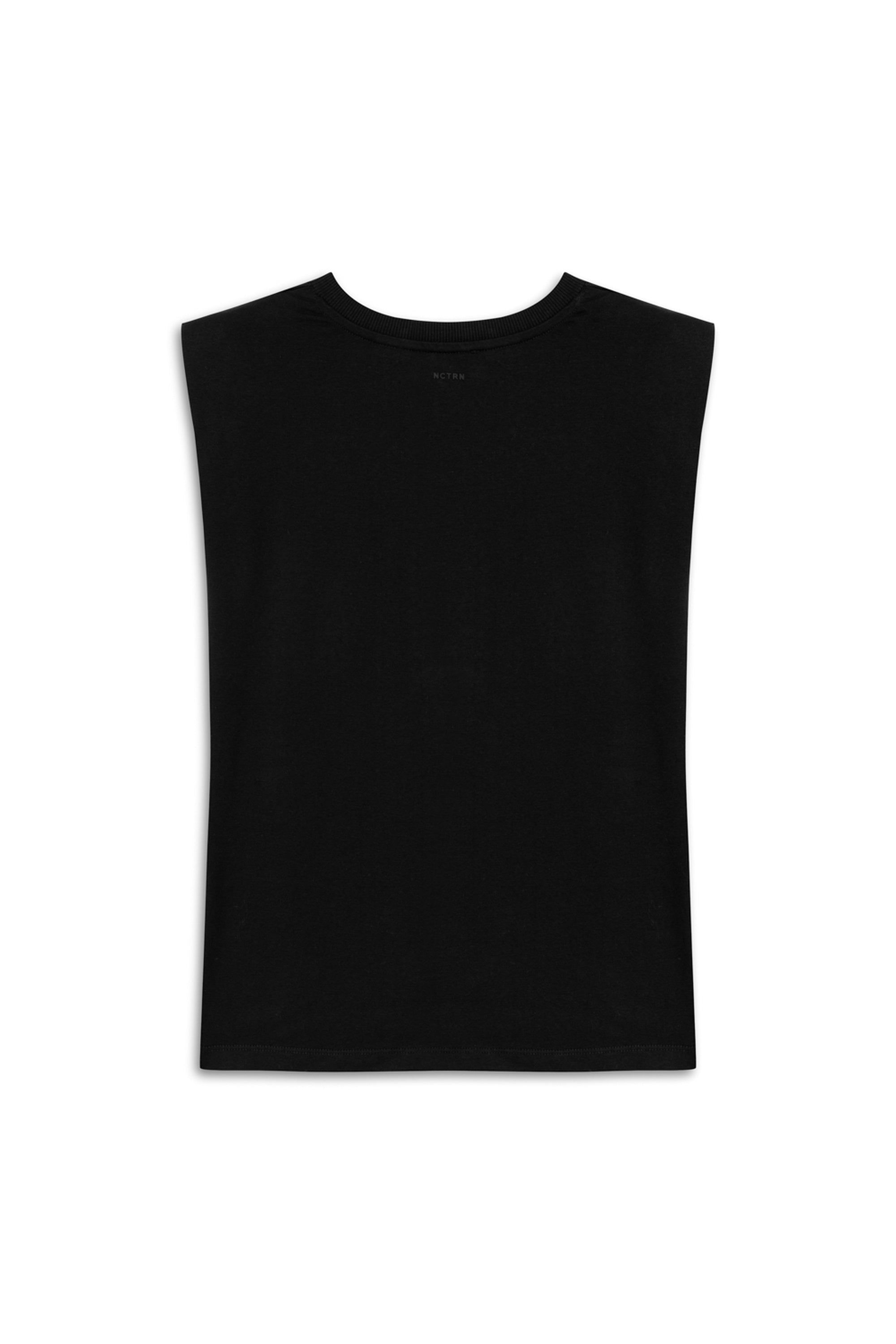 Black V-Neck Padded T-Shirt