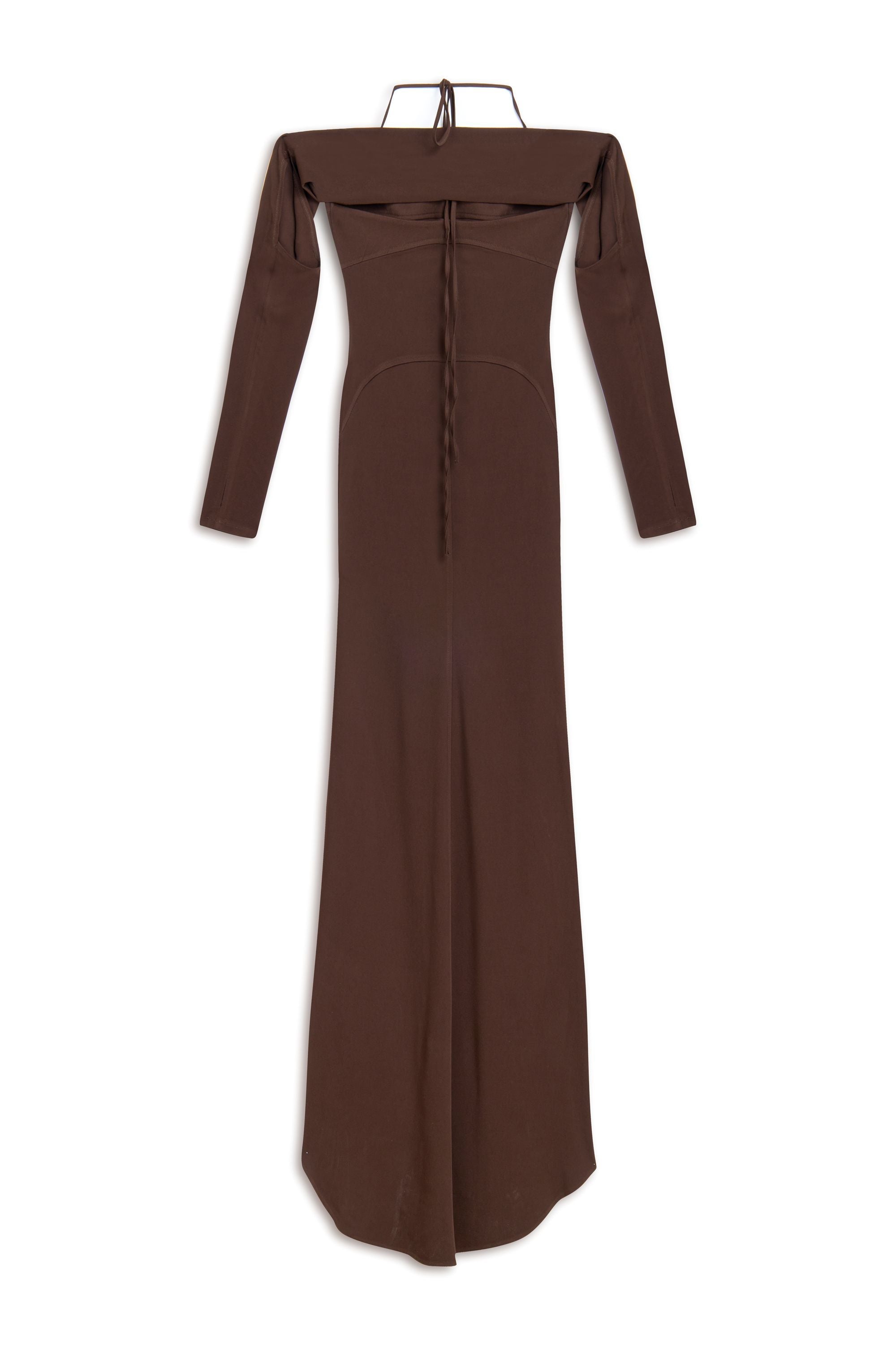 Brown Maxi Dress with Glove Accessory