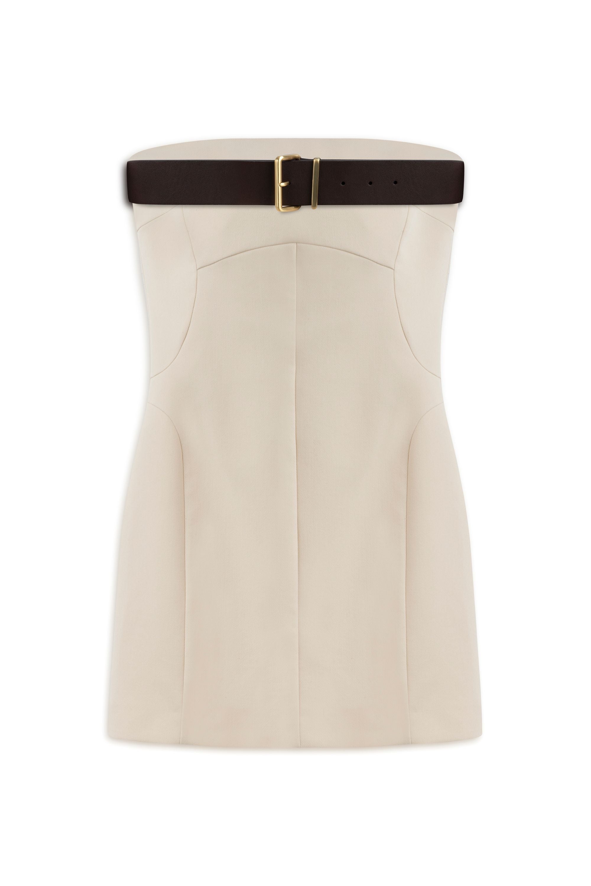 Beige Belt Detailed Mini Dress