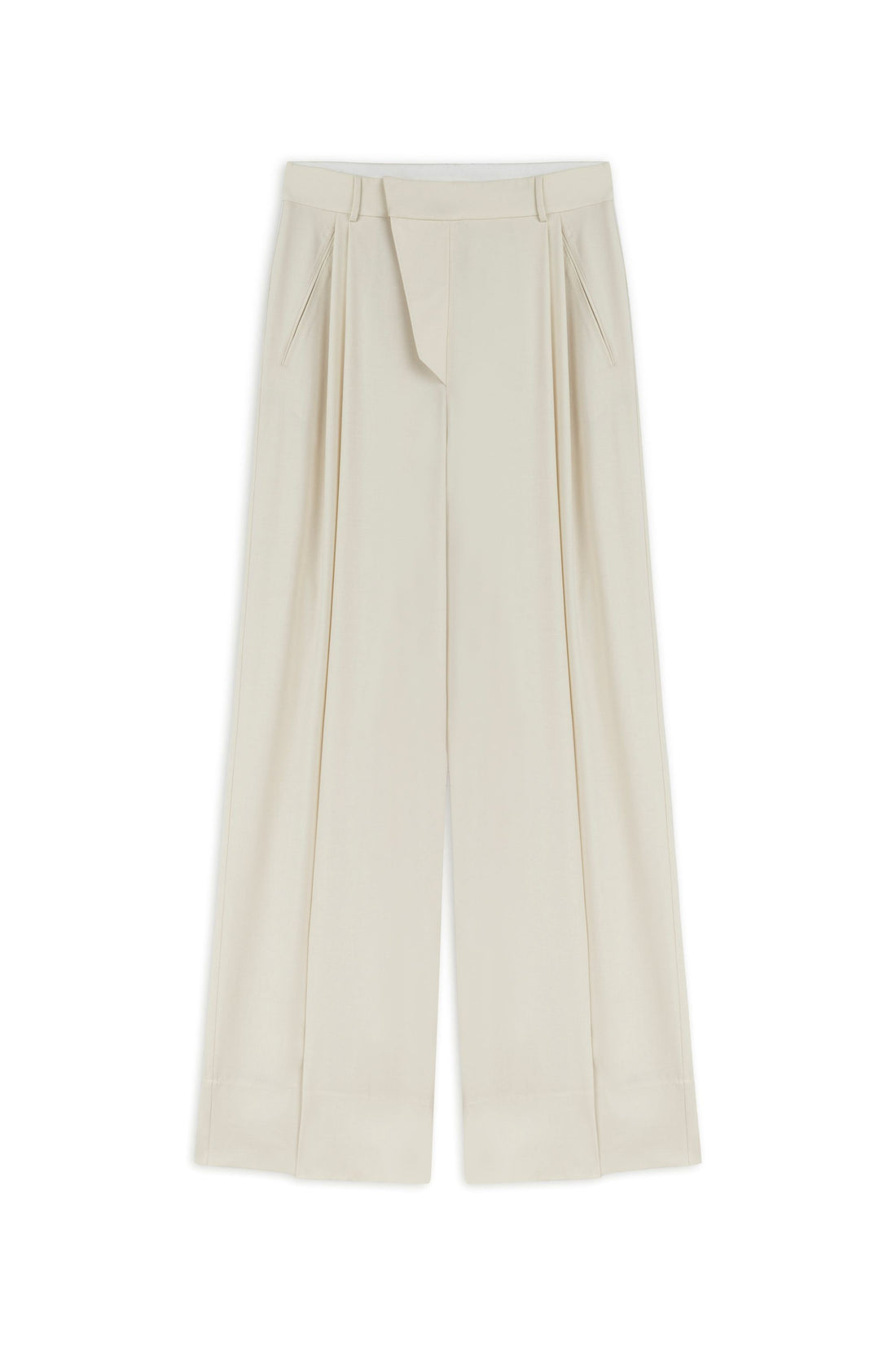 Ecru Asymmetric Placket Detail Pants