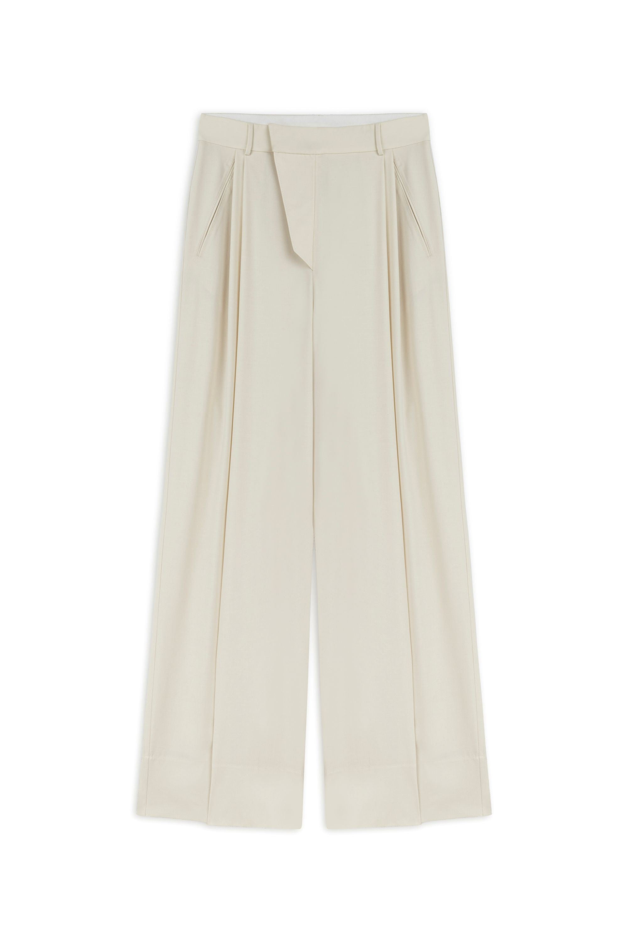 Ecru Asymmetric Placket Detail Pants