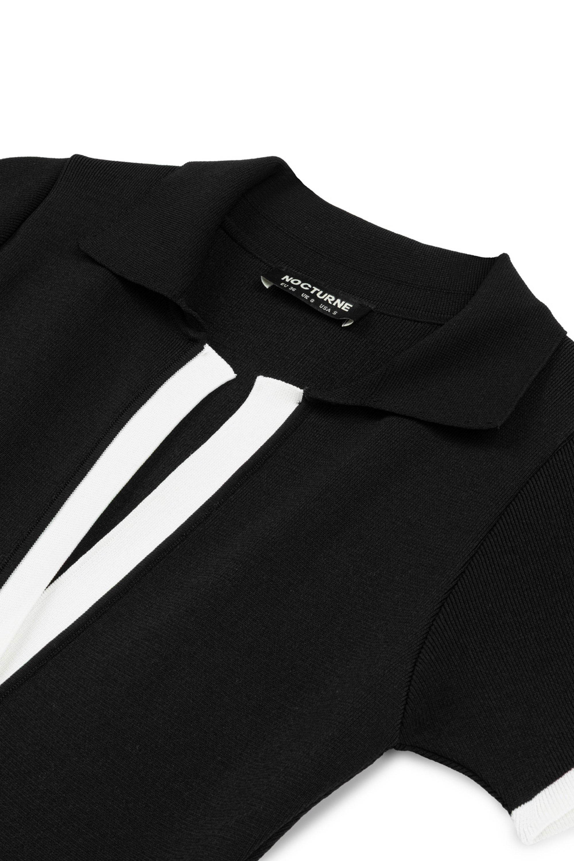 Black Pleated Hem Knit Mini Dress