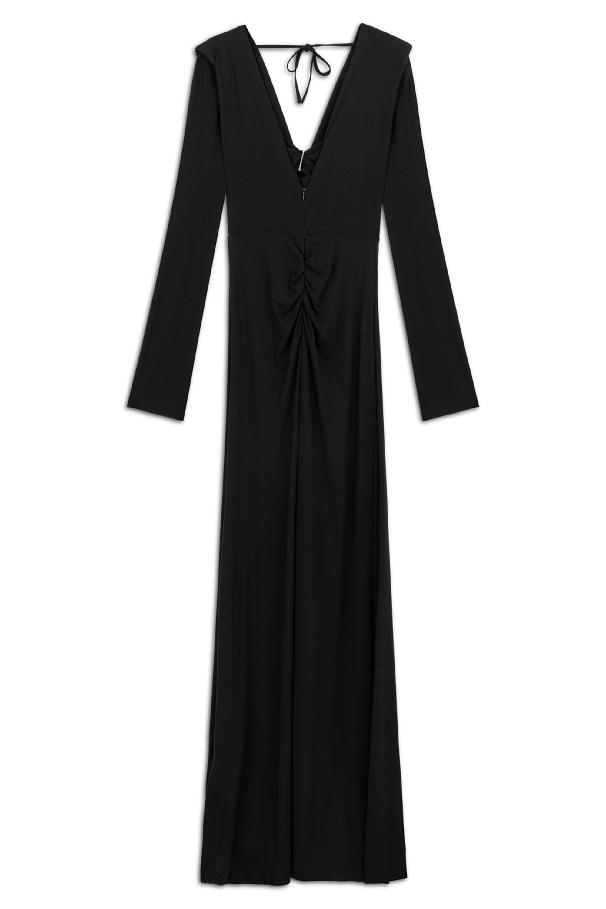 Black Padded Accessory Detailed Maxi Dress