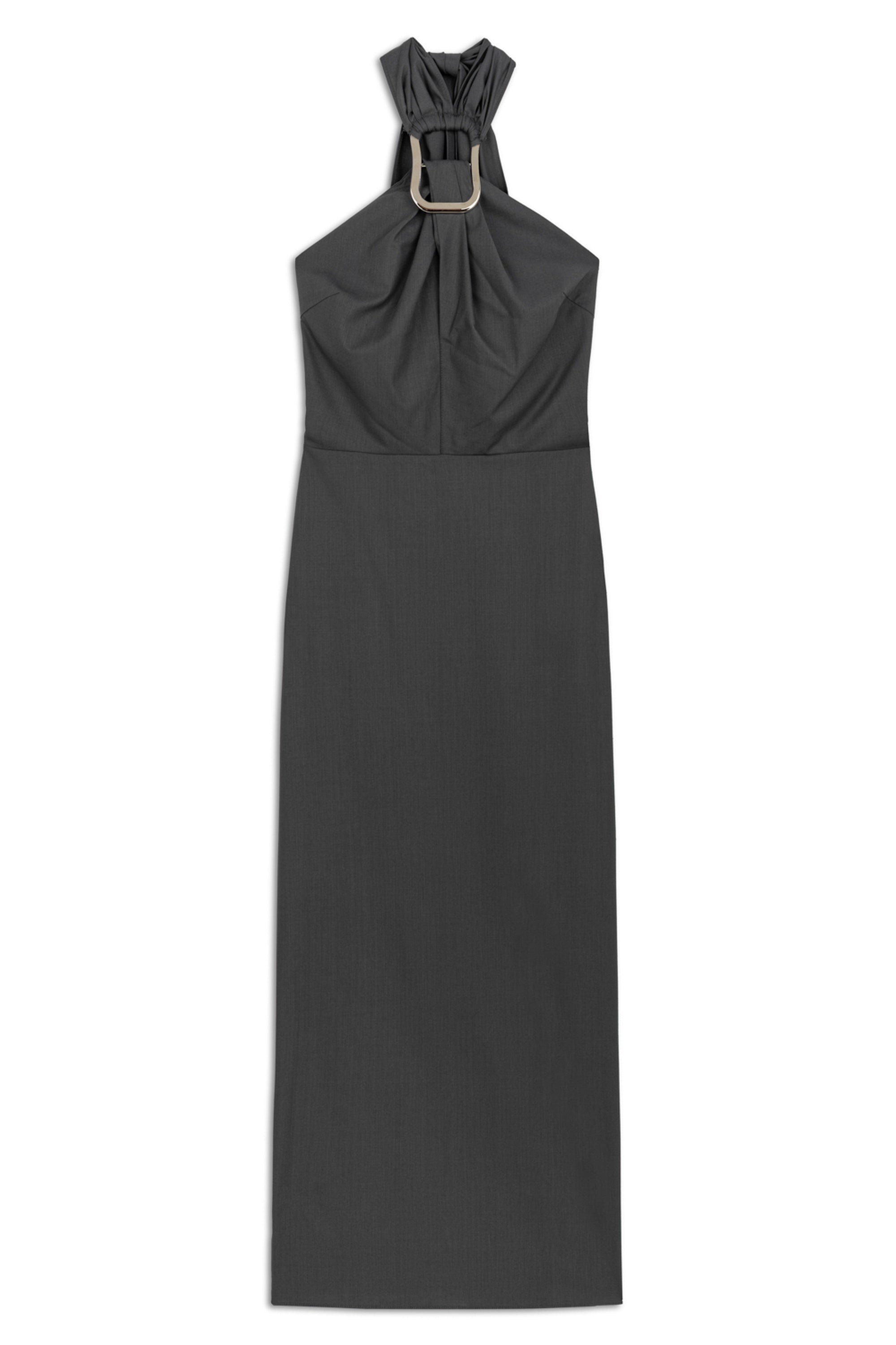 Anthracite Halter Neck Midi Dress