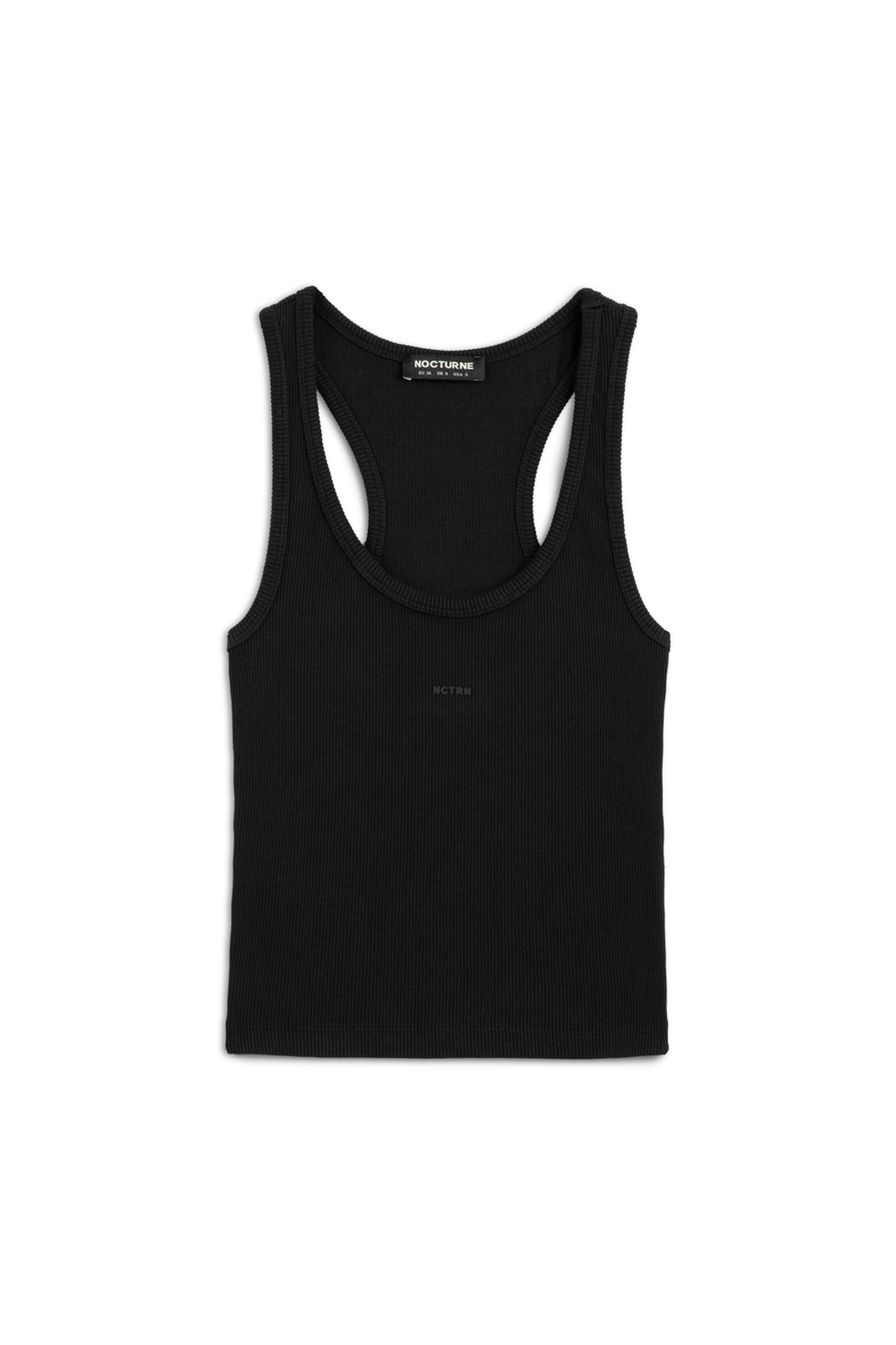 Black Sleeveless Ribbed Crop Top