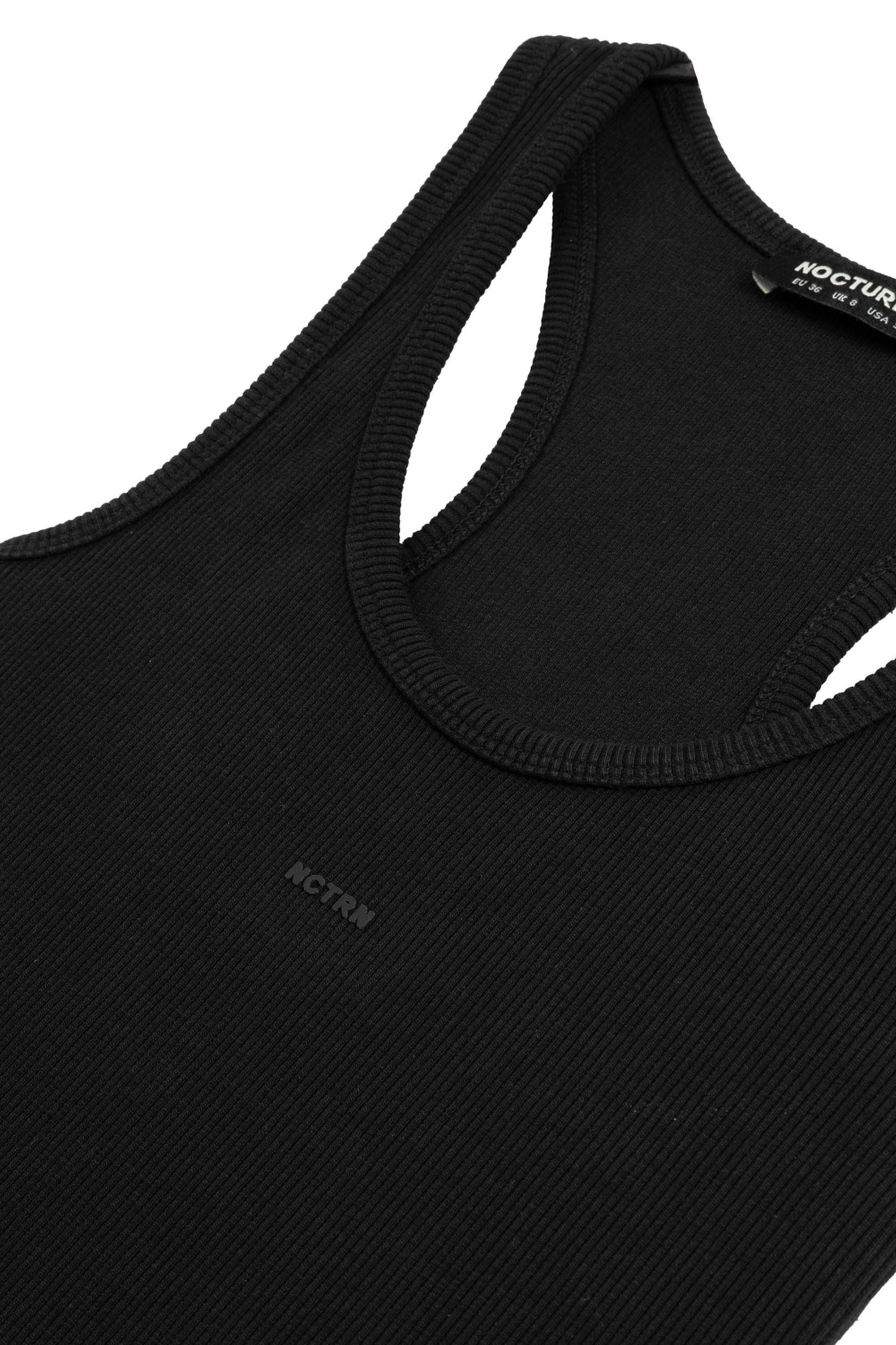 Black Sleeveless Ribbed Crop Top