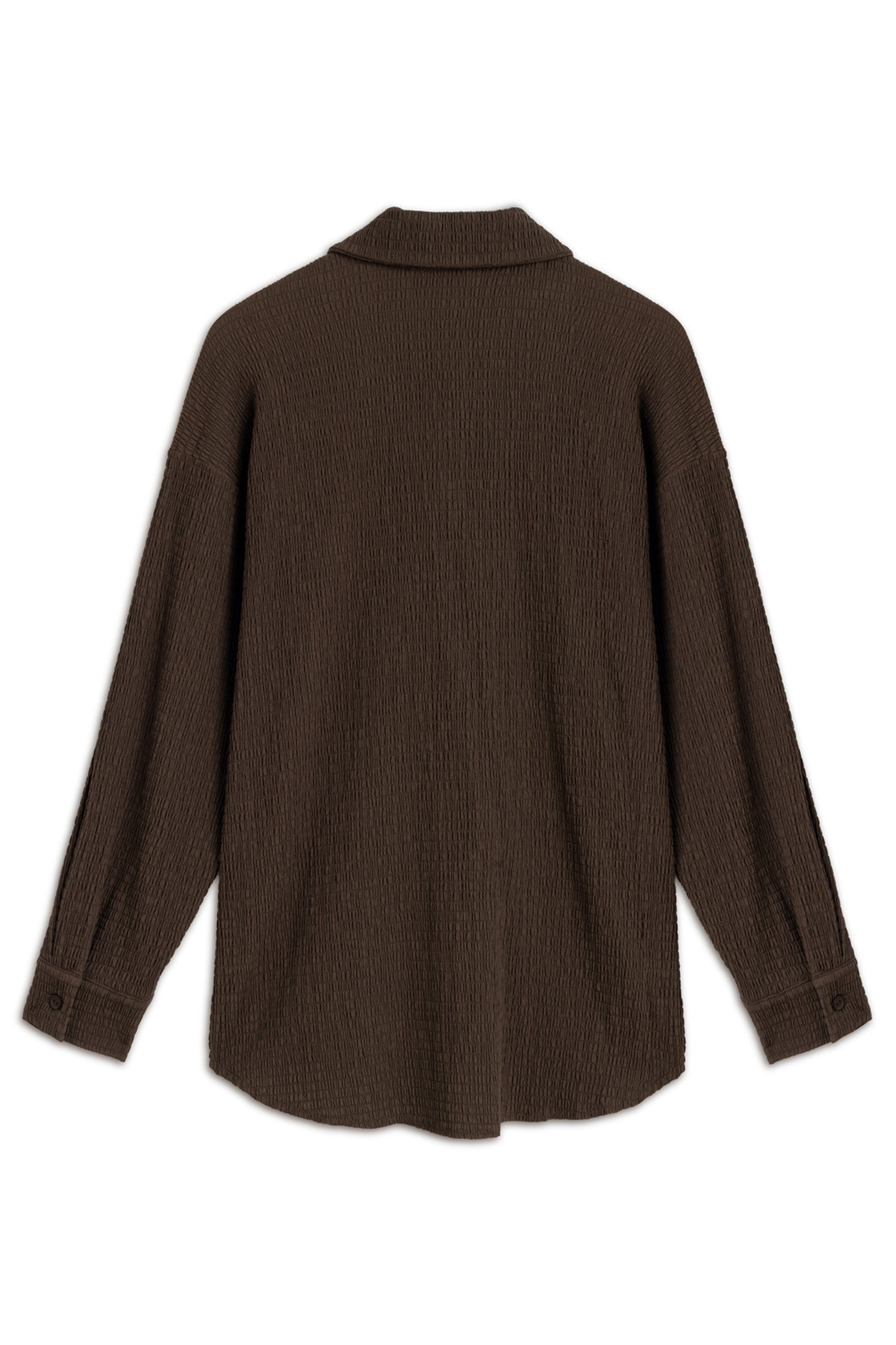 Coffe Crumpled Fabric Draped Shirt