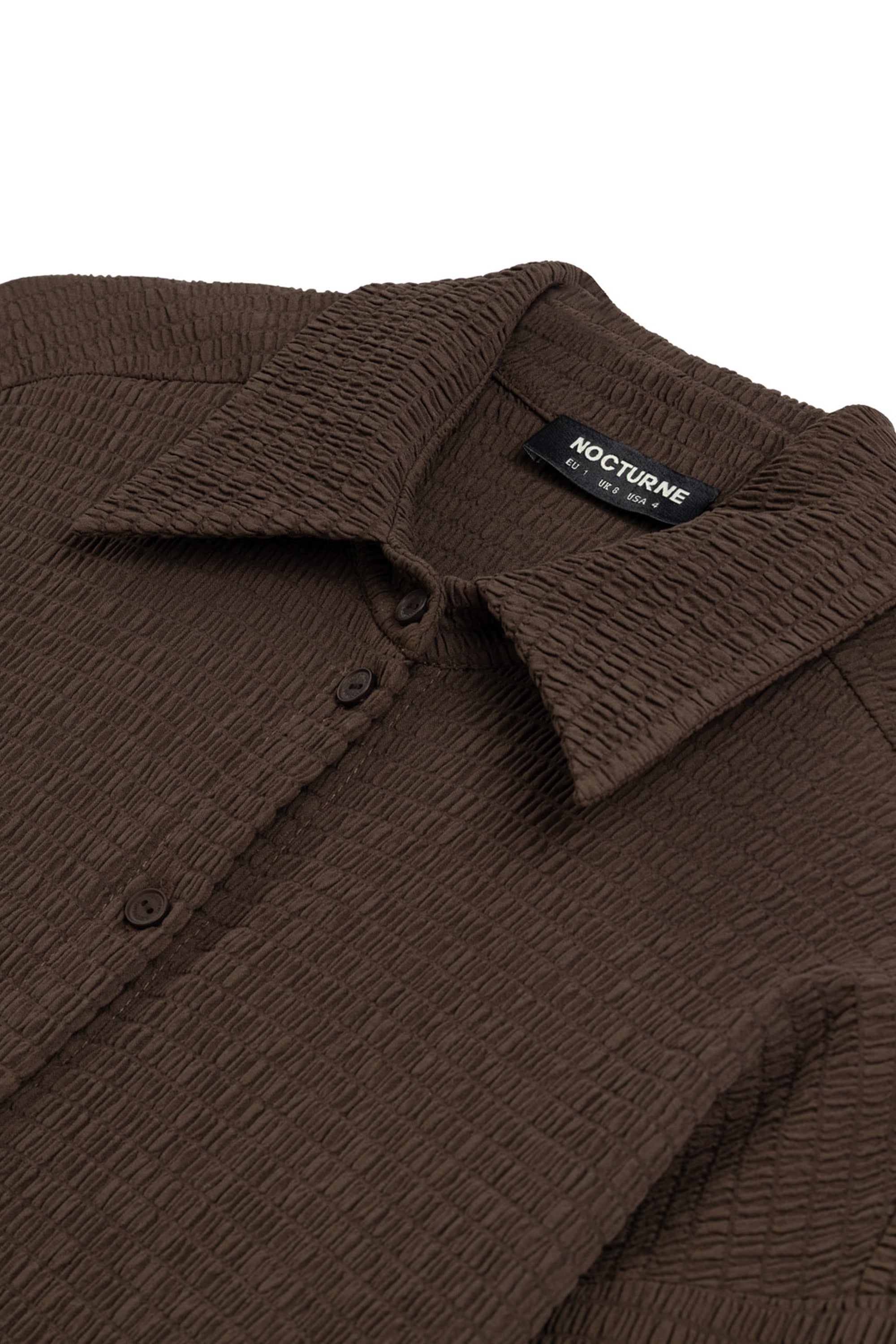 Coffe Crumpled Fabric Draped Shirt