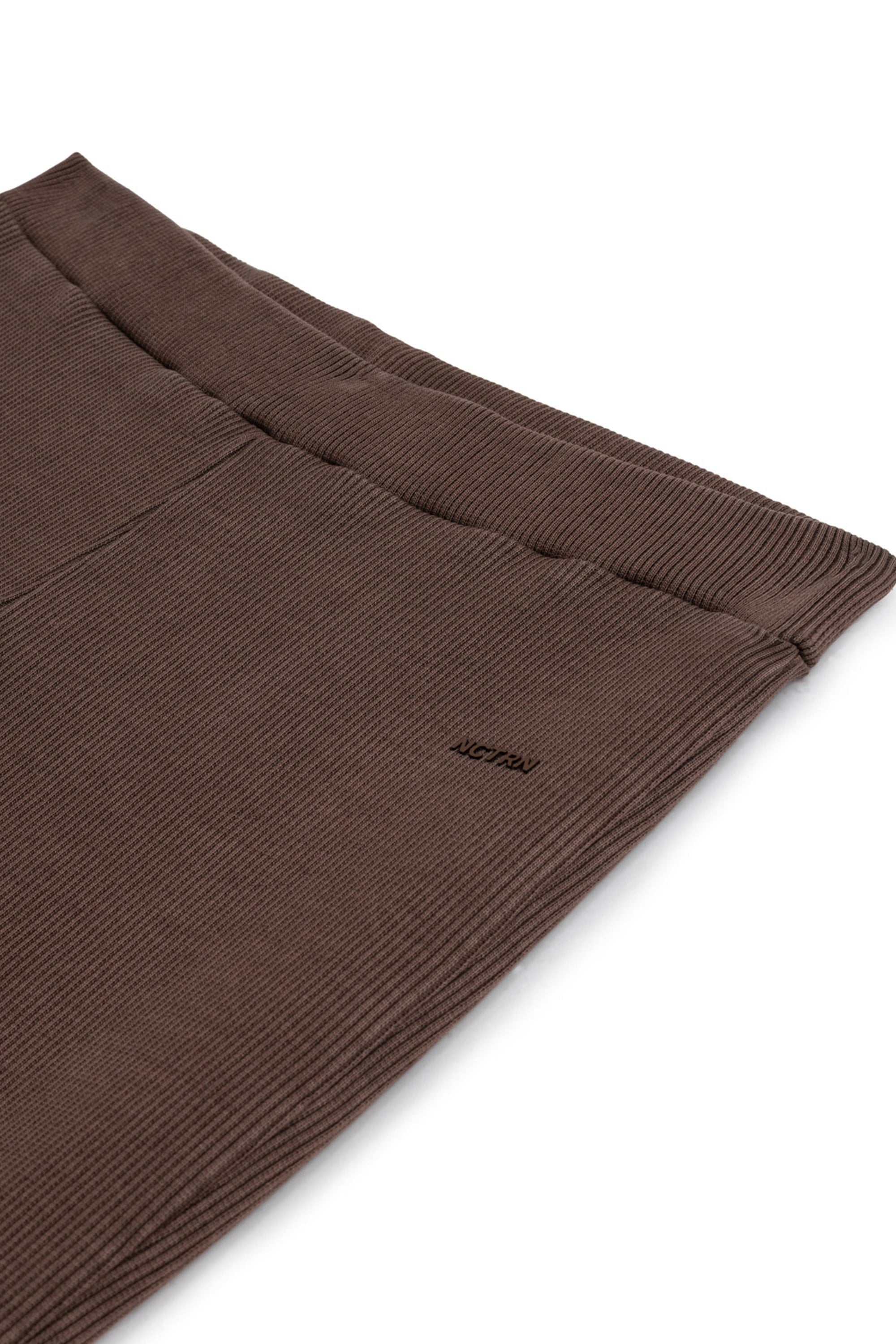 Coffee Ribbed Flared Trousers