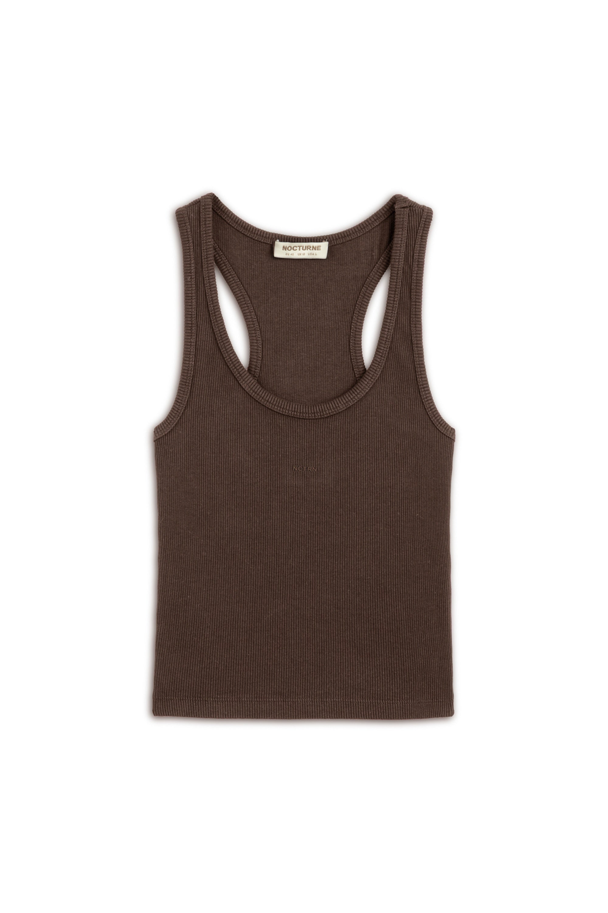 Coffee Sleeveless Ribbed Crop Top