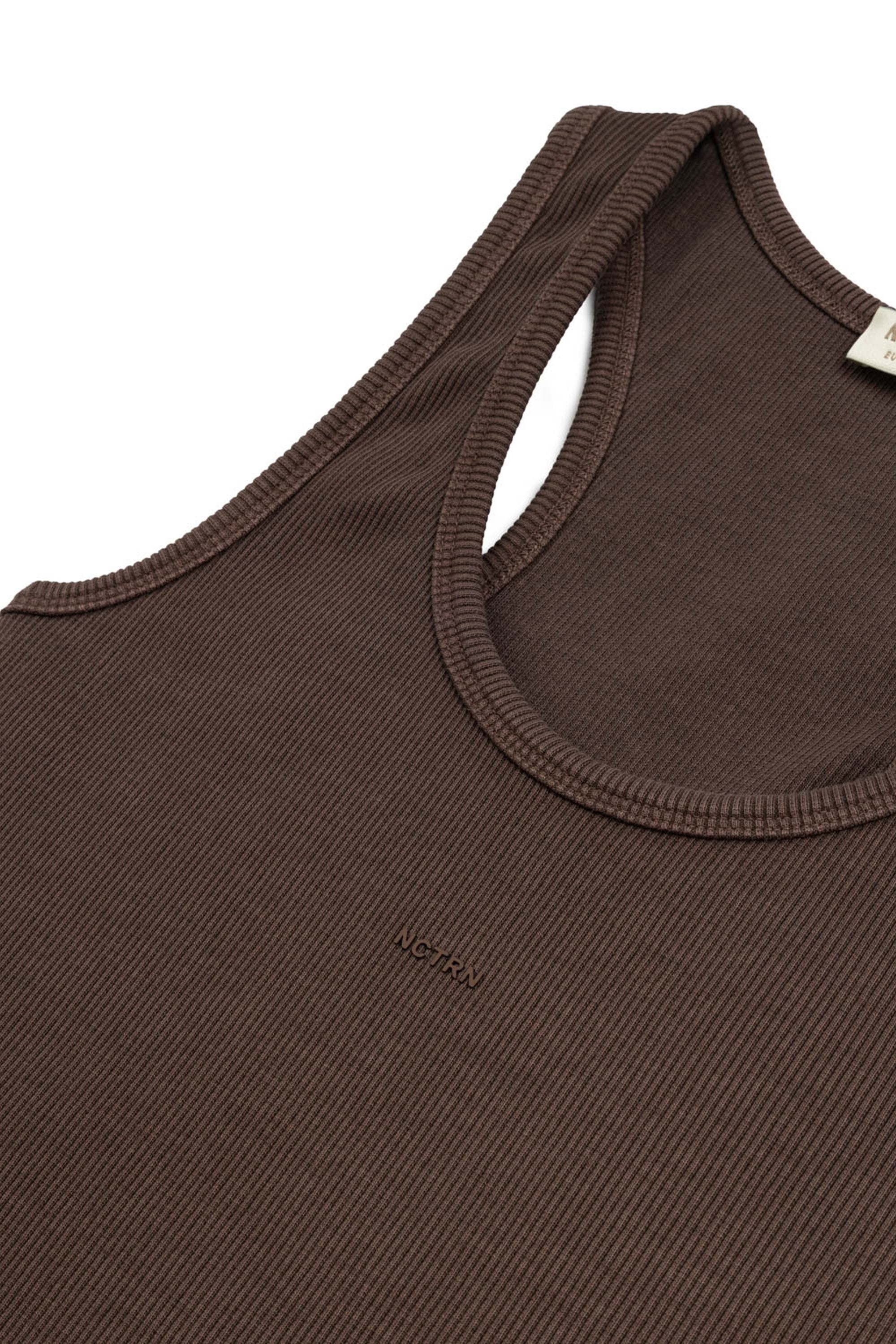 Coffee Sleeveless Ribbed Crop Top