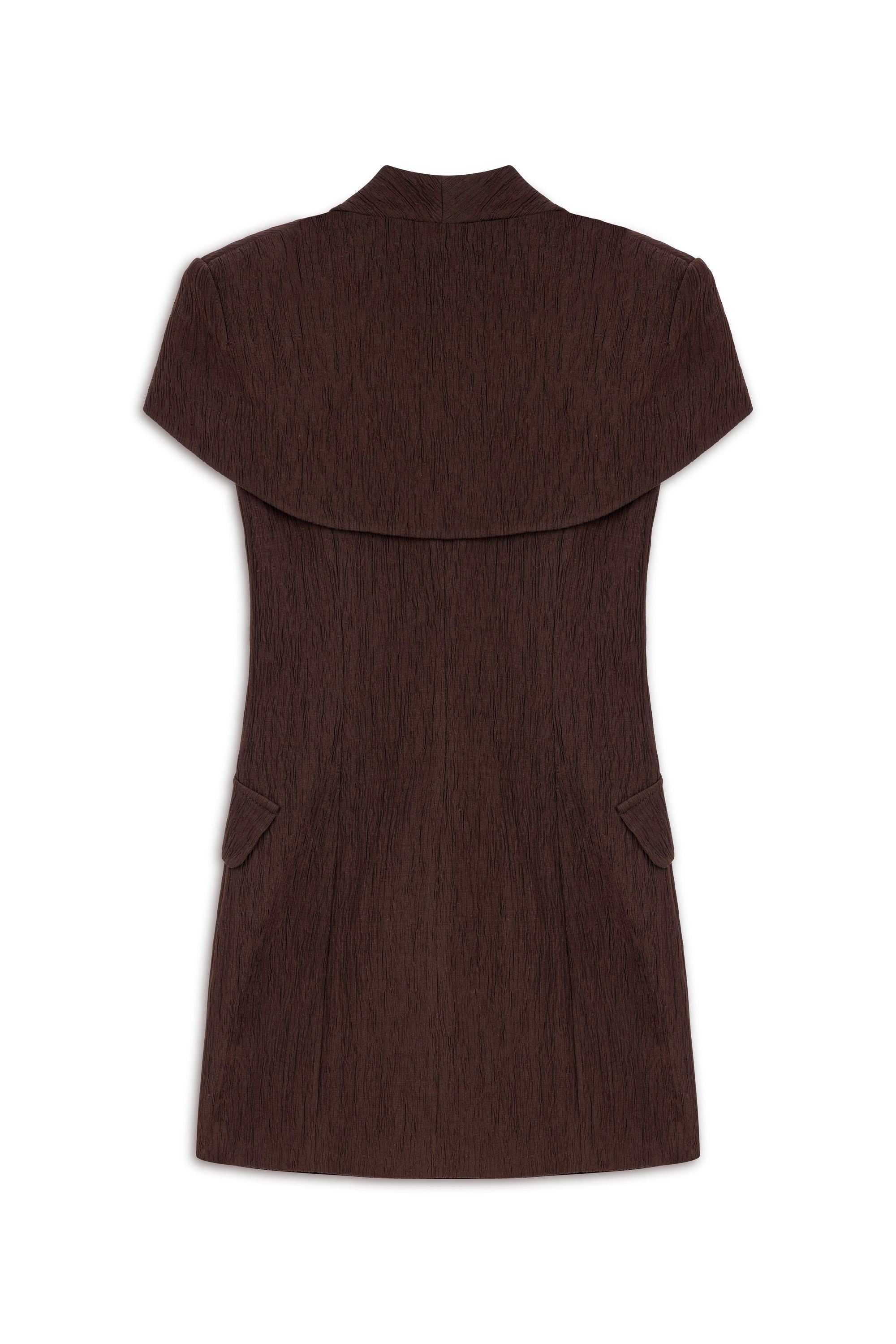Coffee Mini Dress with Bolero Detail