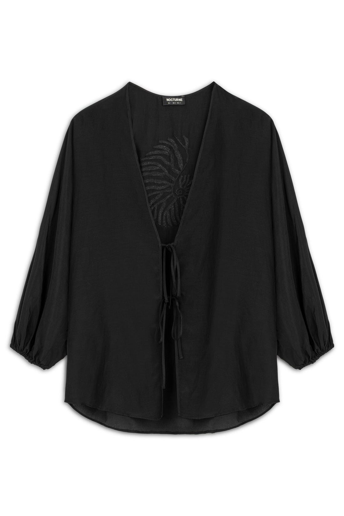 Black Beaded Back Tie-Up Shirt