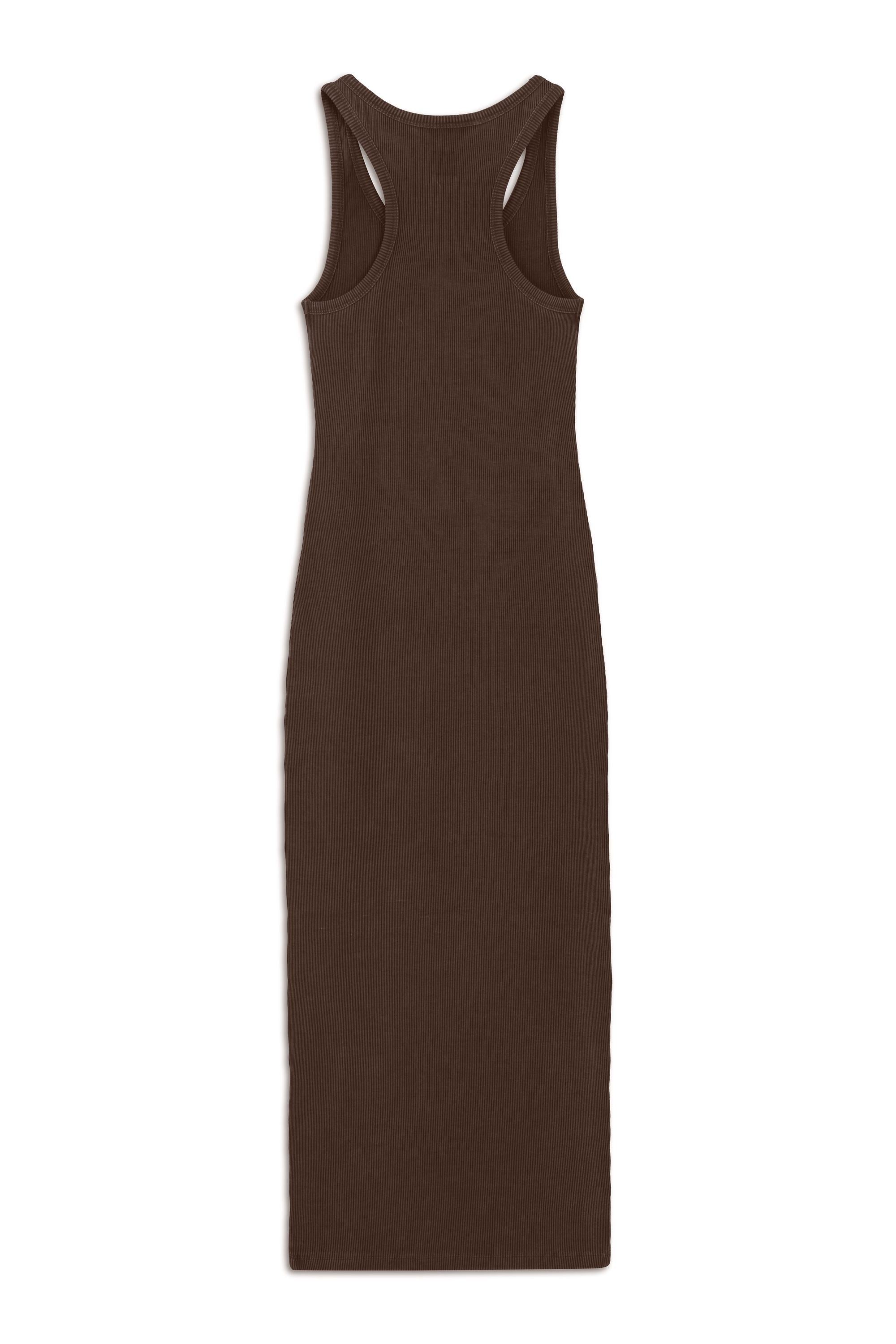 Coffee Printed Detail Maxi Bodycon Dress