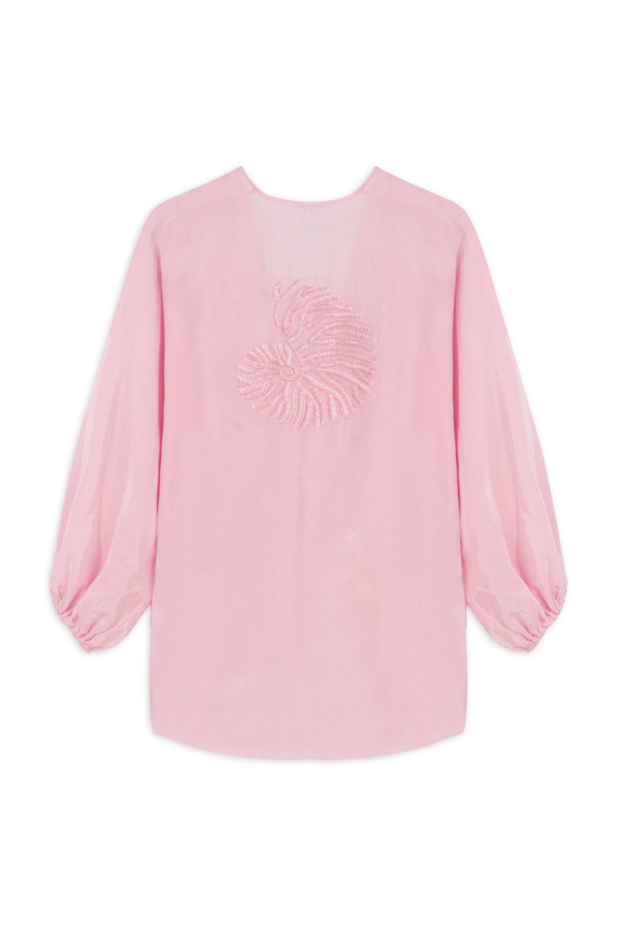 Pink Beaded Embroidered Shirt