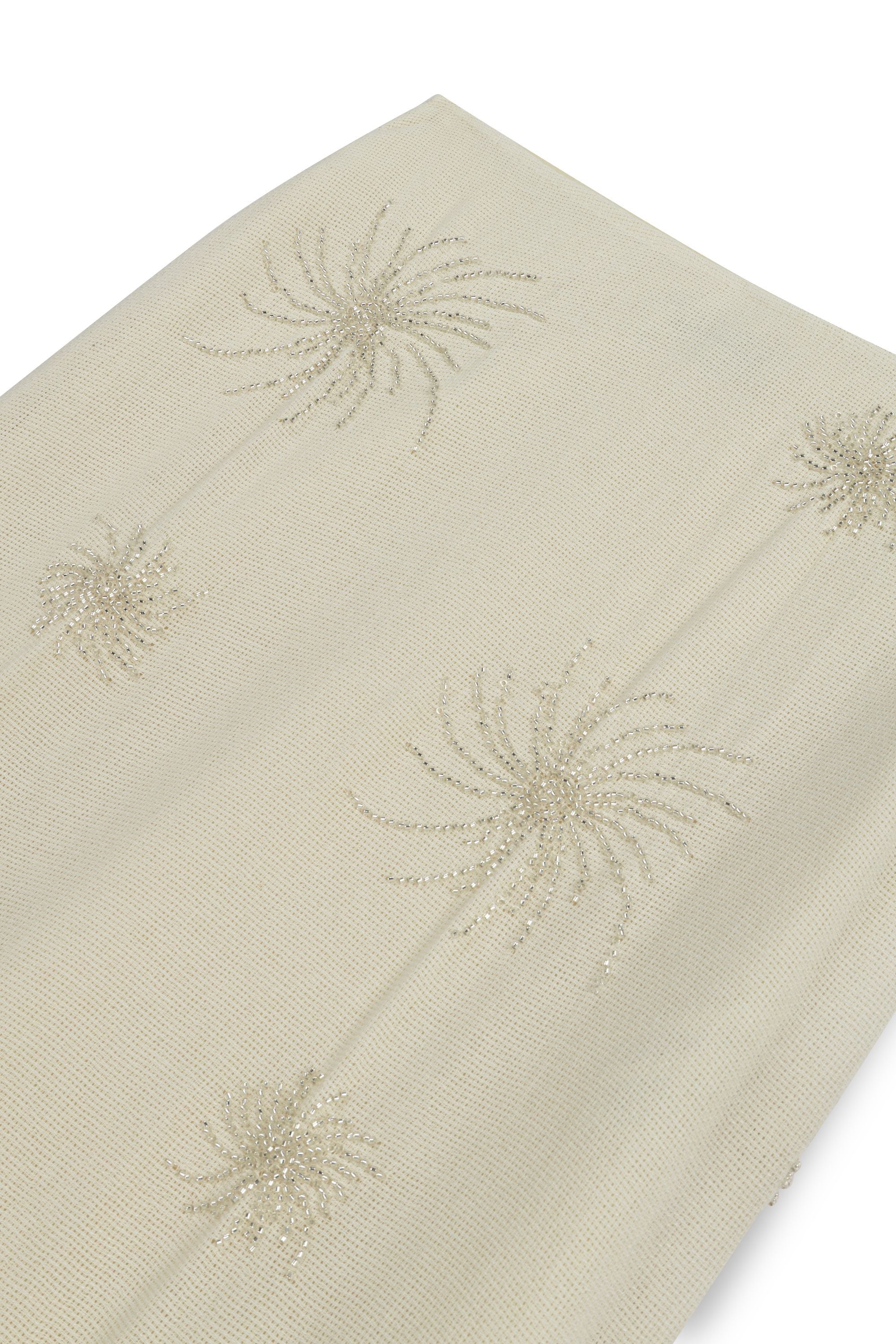 Ecru Beaded Embroidered Midi Skirt