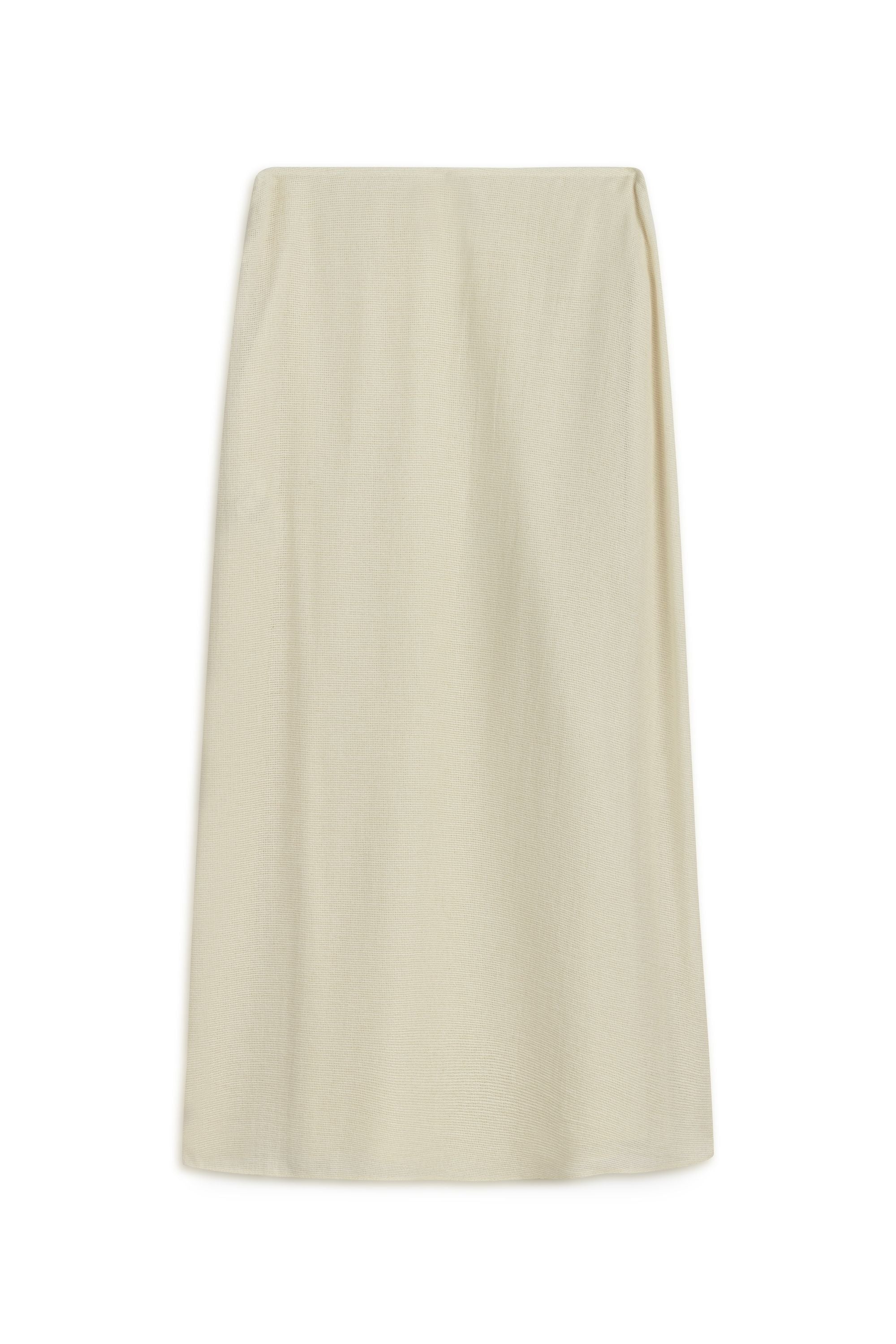 Ecru Beaded Embroidered Midi Skirt