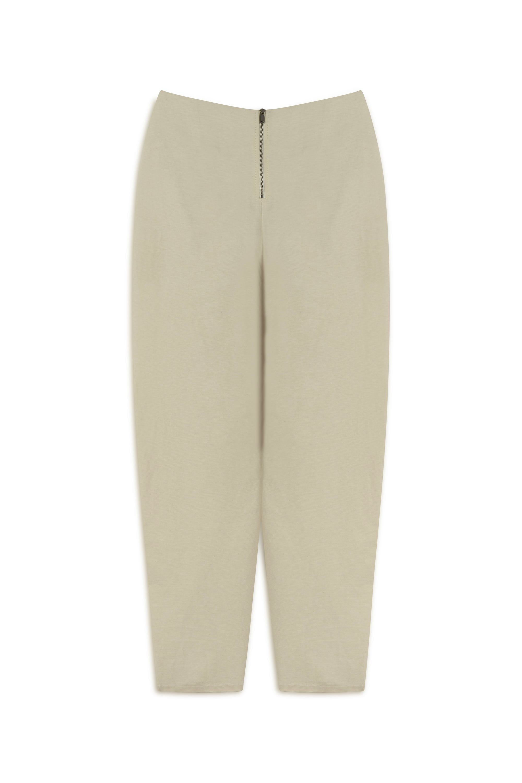 Beige Asymmetrical Draped Detail Bootcut Pants