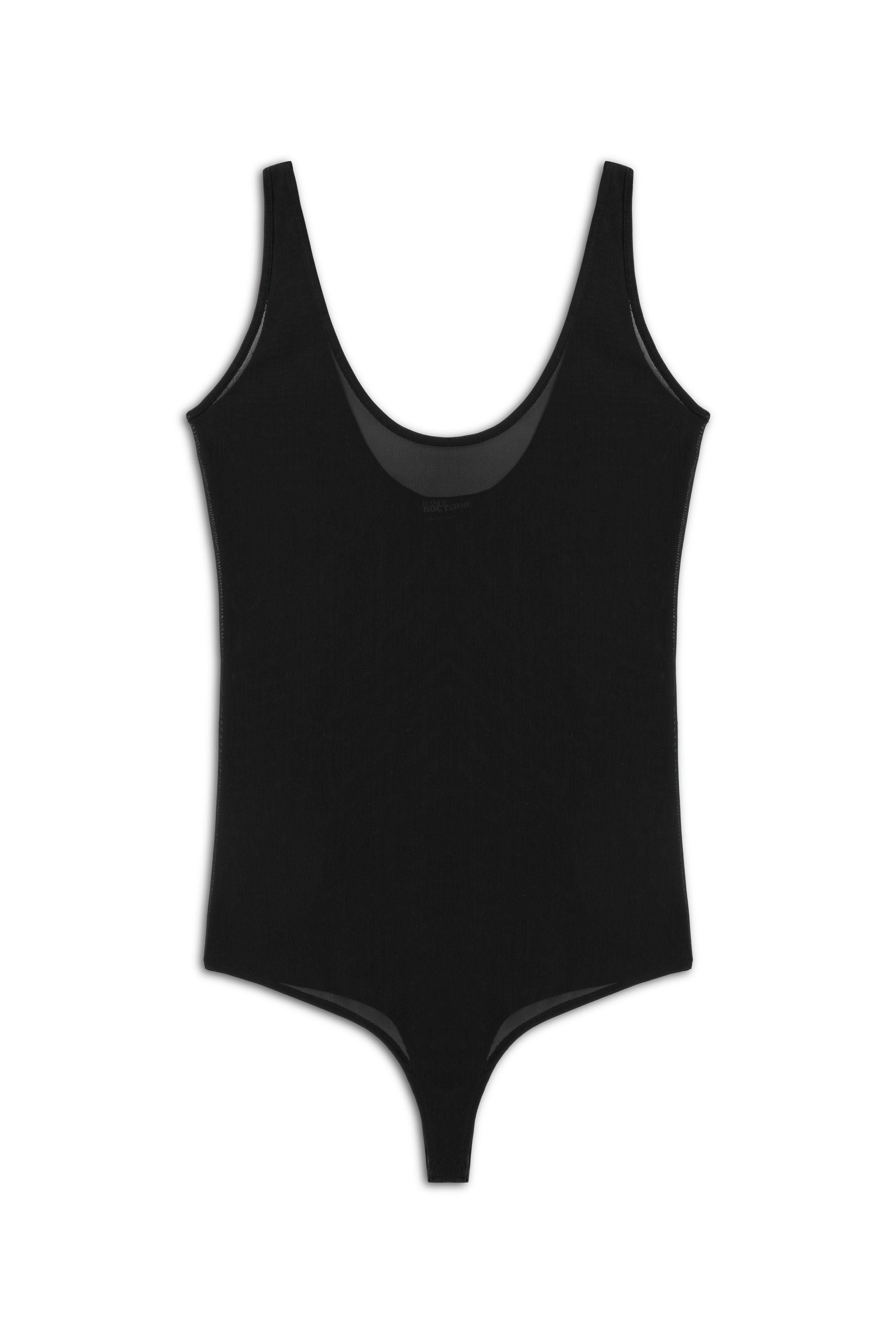 Black Sheer Opeen Back Bodysuit