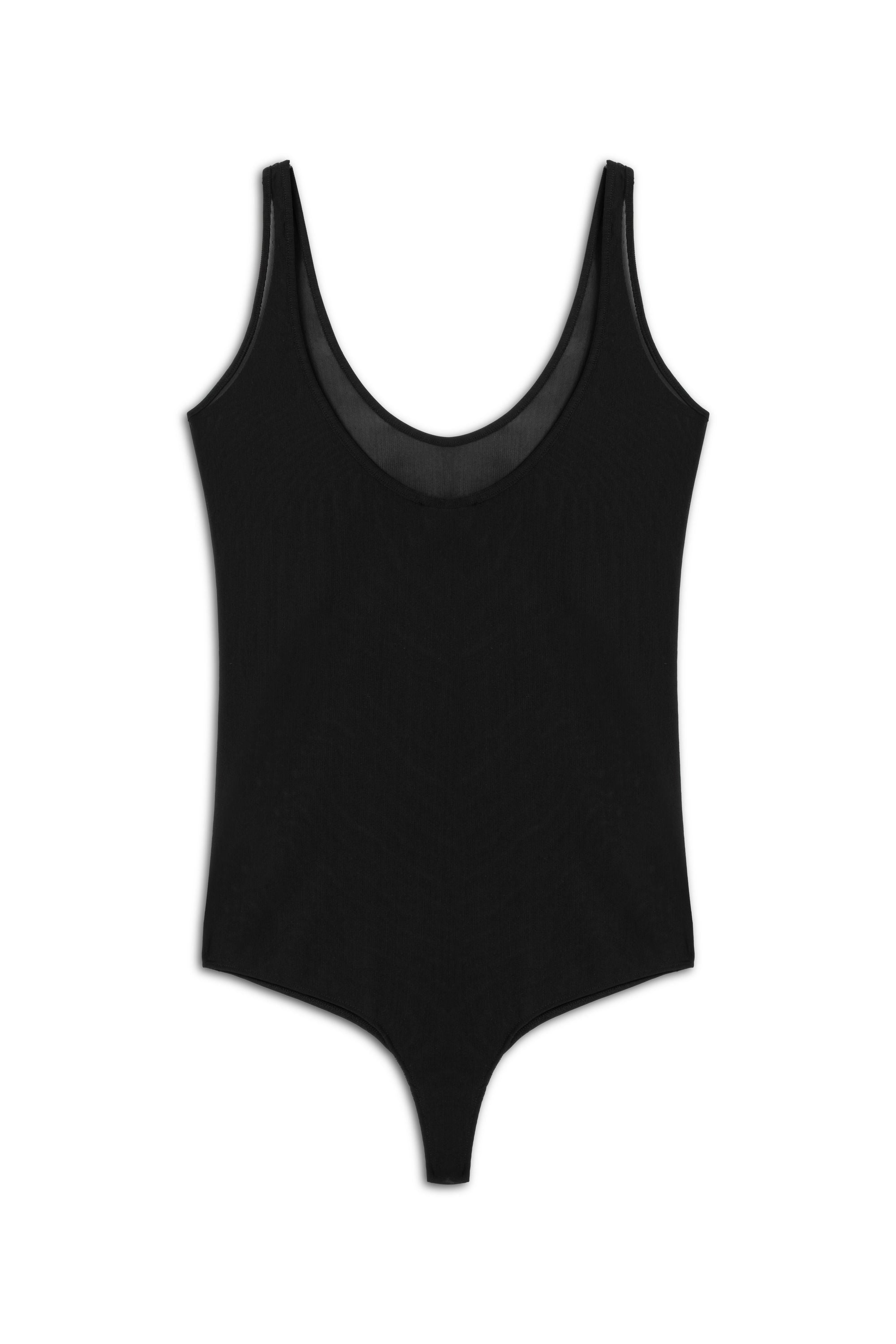 Black Sheer Opeen Back Bodysuit