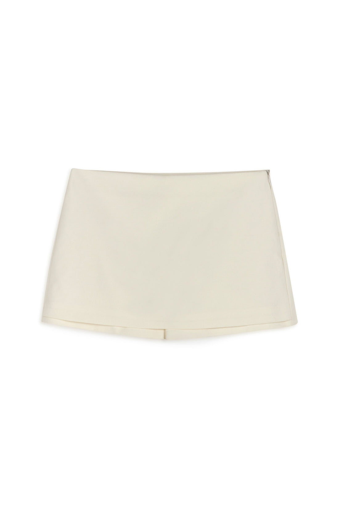 Ecru Woven Low Waist Mini Skort