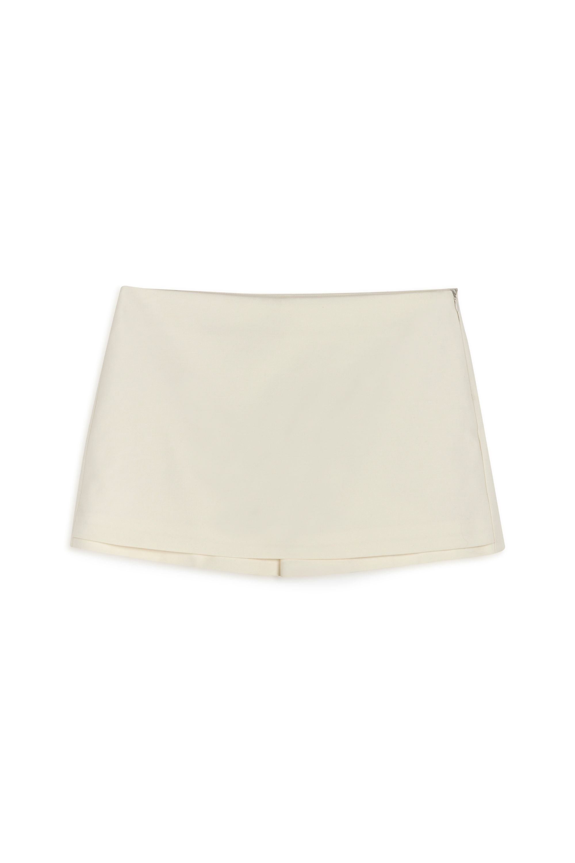 Ecru Woven Low Waist Mini Skort