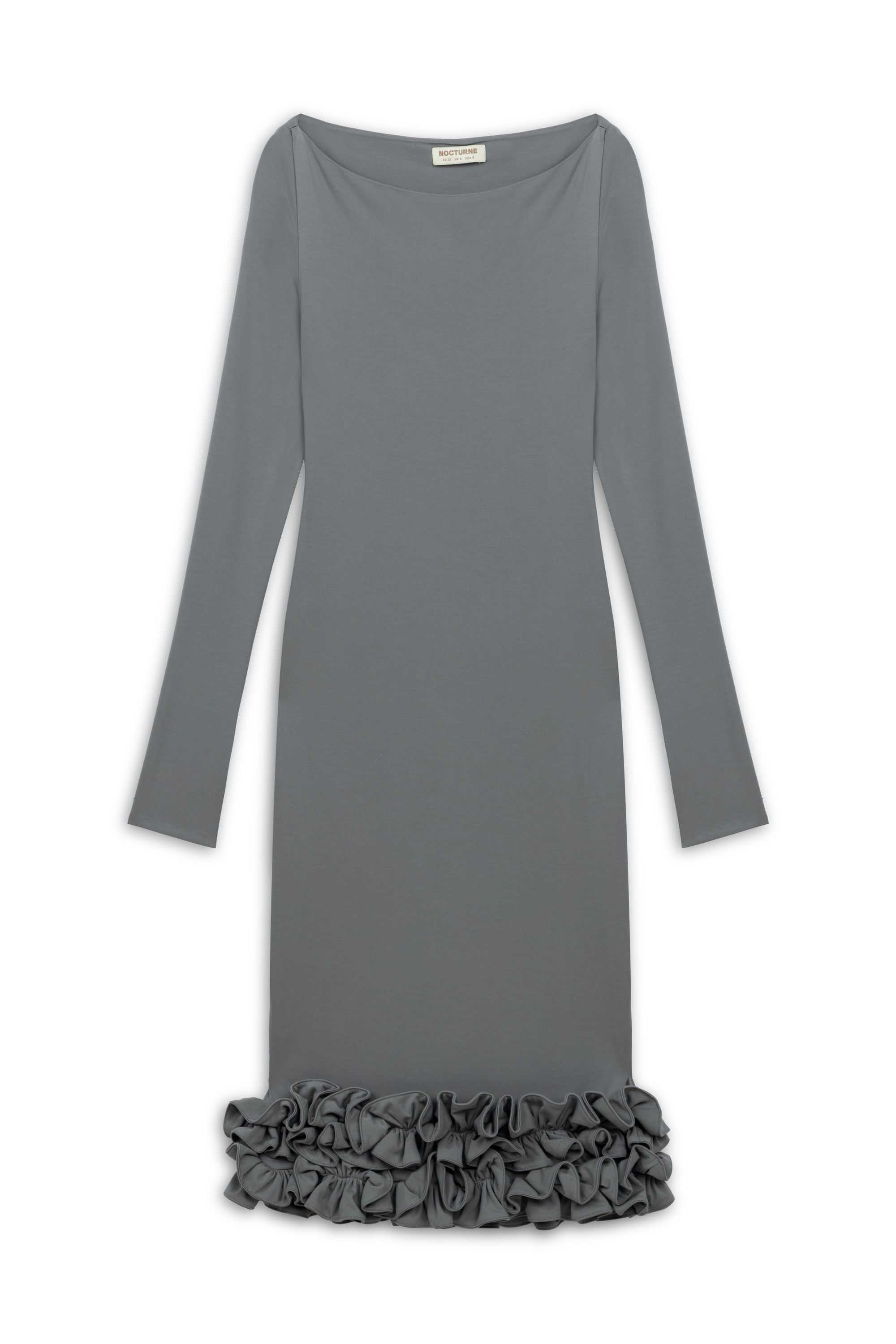 Mink Jersey Maxi Dress with Ruffle Detail