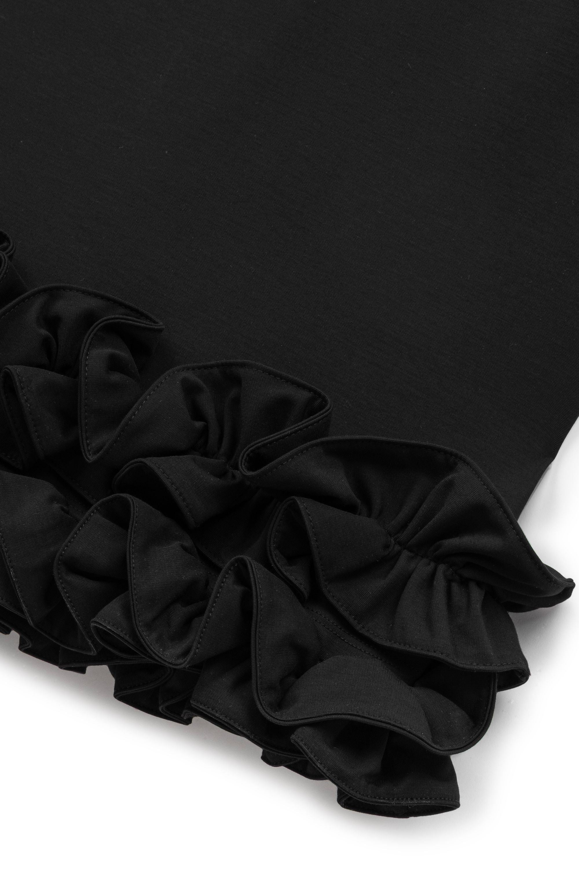Black Jersey Maxi Dress with Ruffle Detail