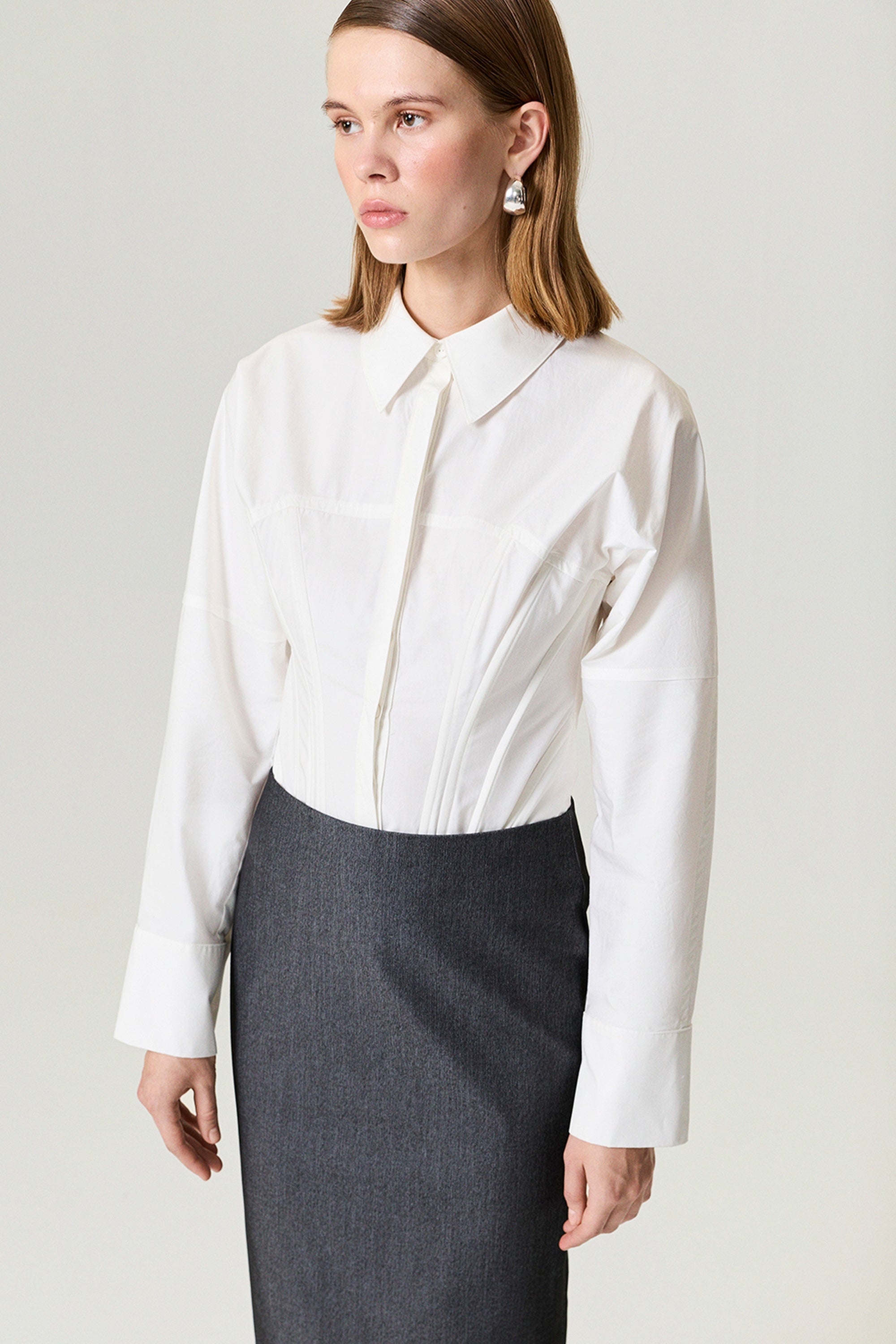 Back Slit Tailored Maxi Skirt