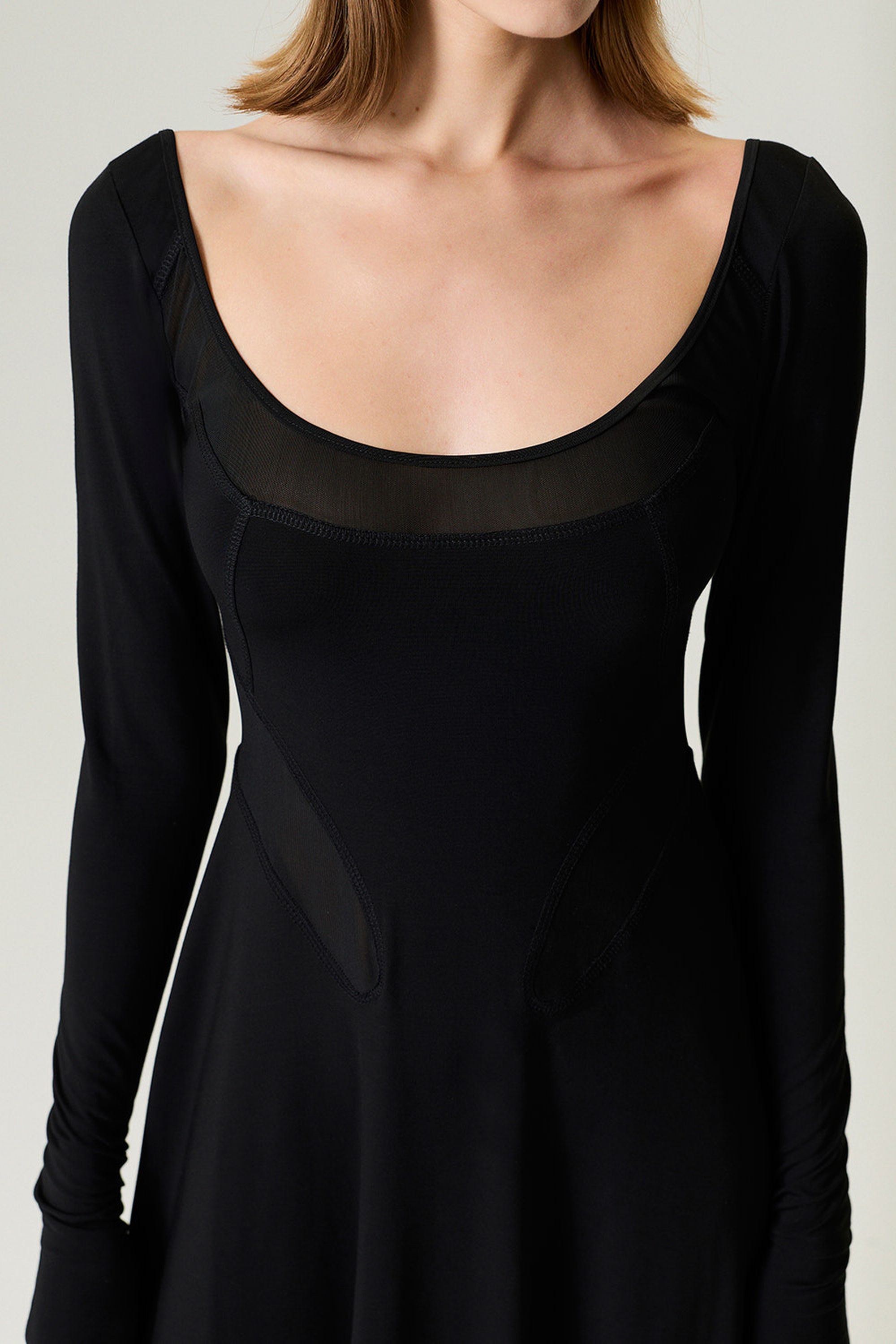 Black Sheer Detailed Maxi Dress