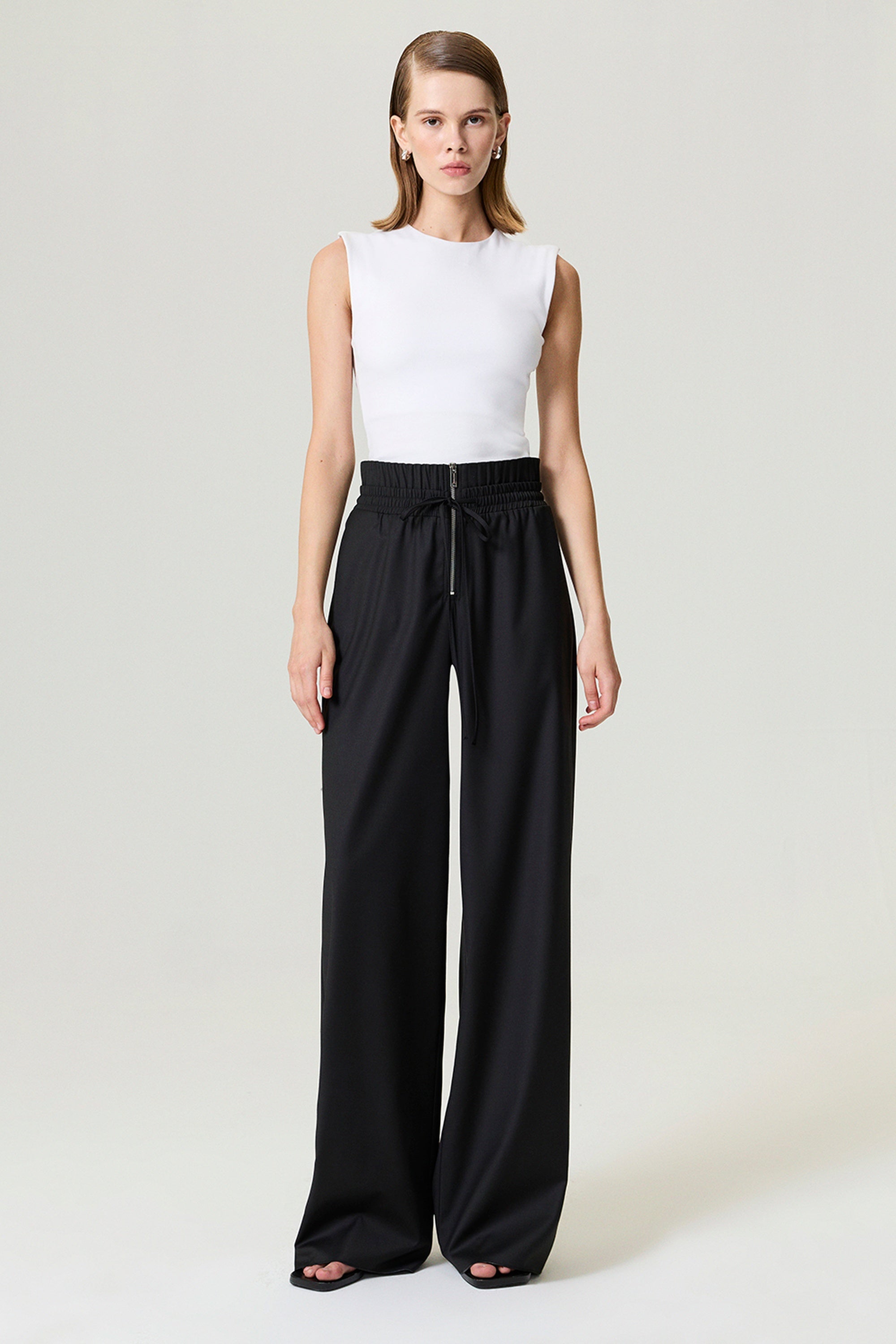 Drawstring Waist Relaxed Pants