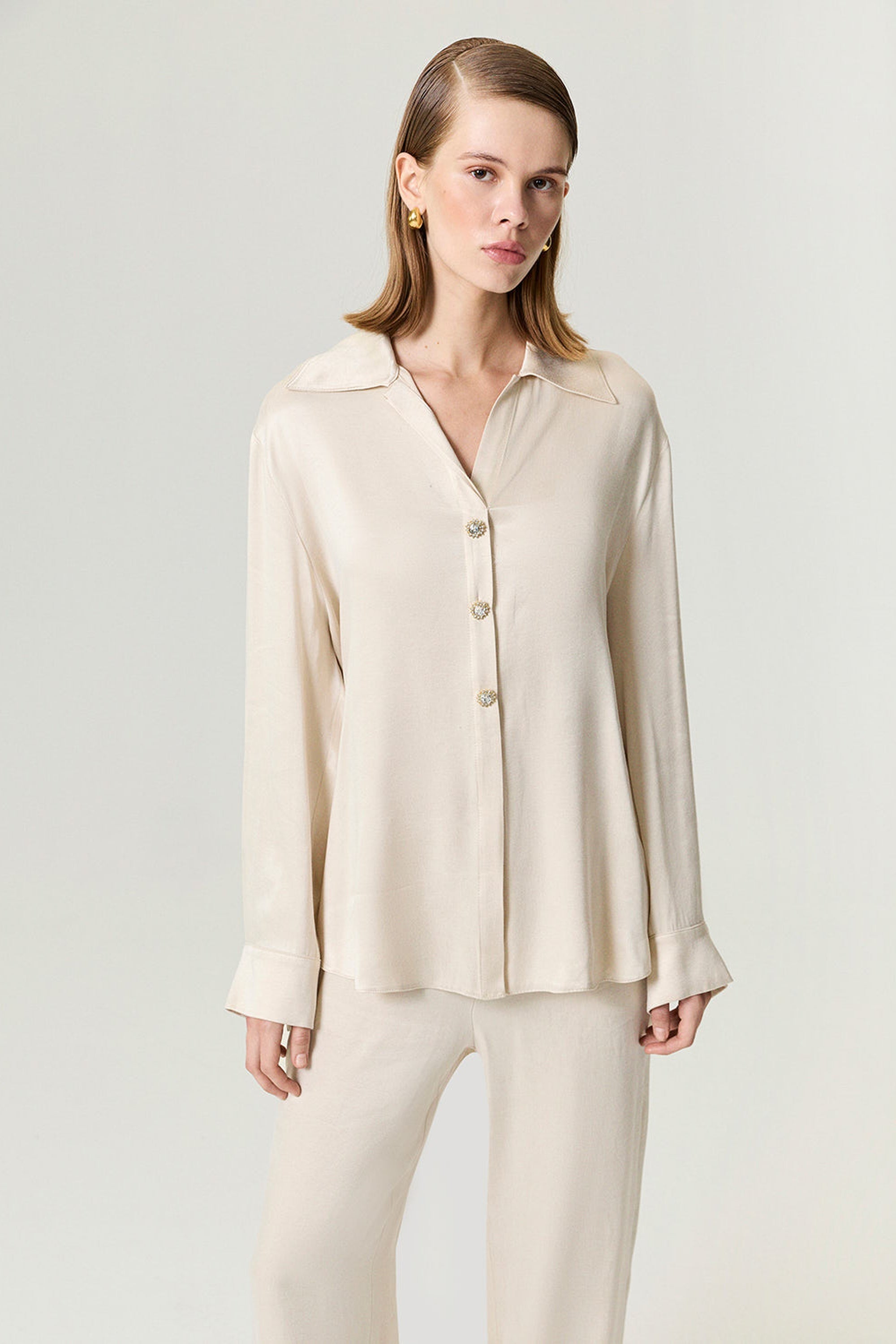 Belted Shirt with Statement Buttons