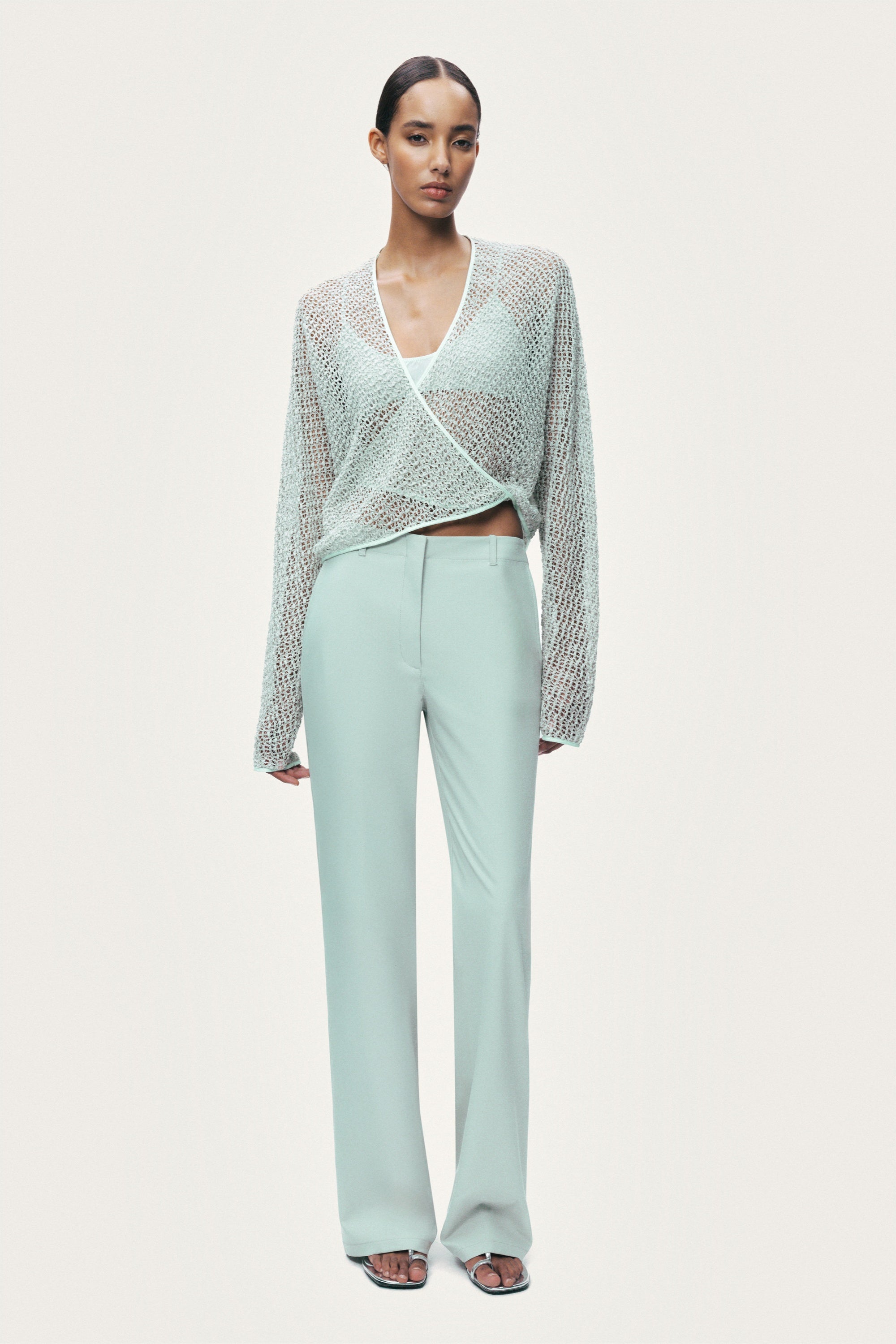 Wrap Mesh Blouse
