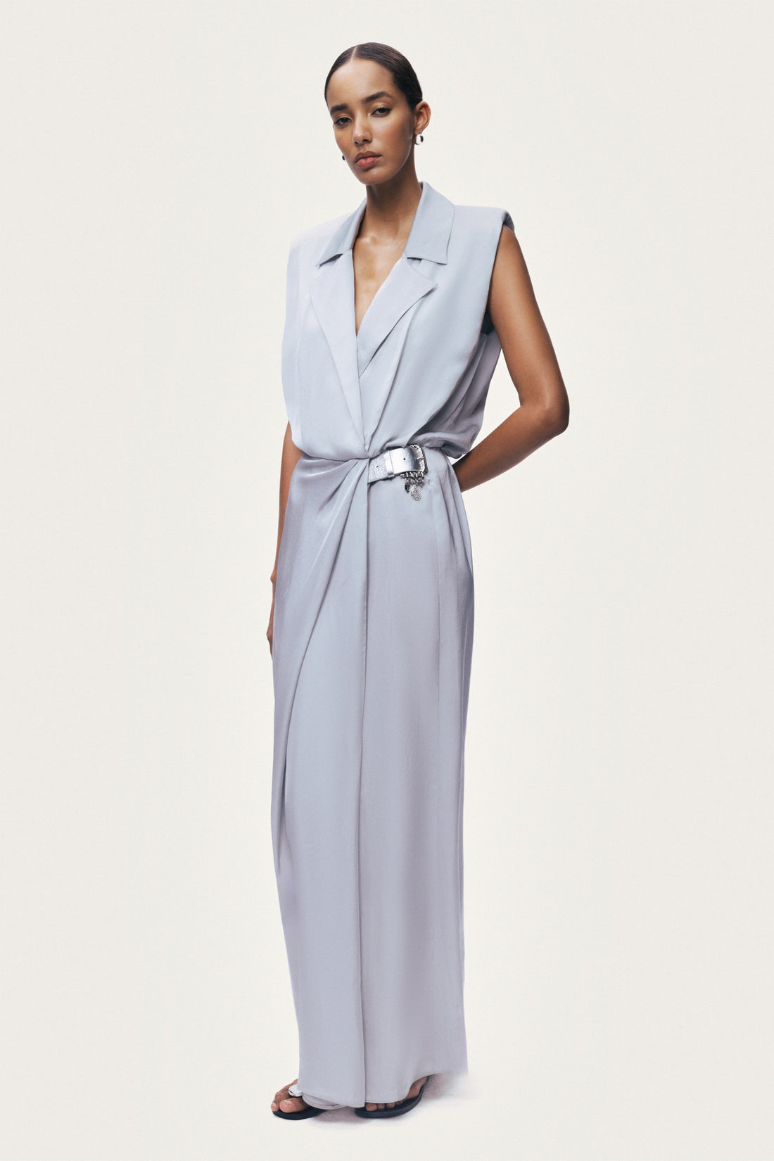 Embellished Belt-Detail Maxi Dress