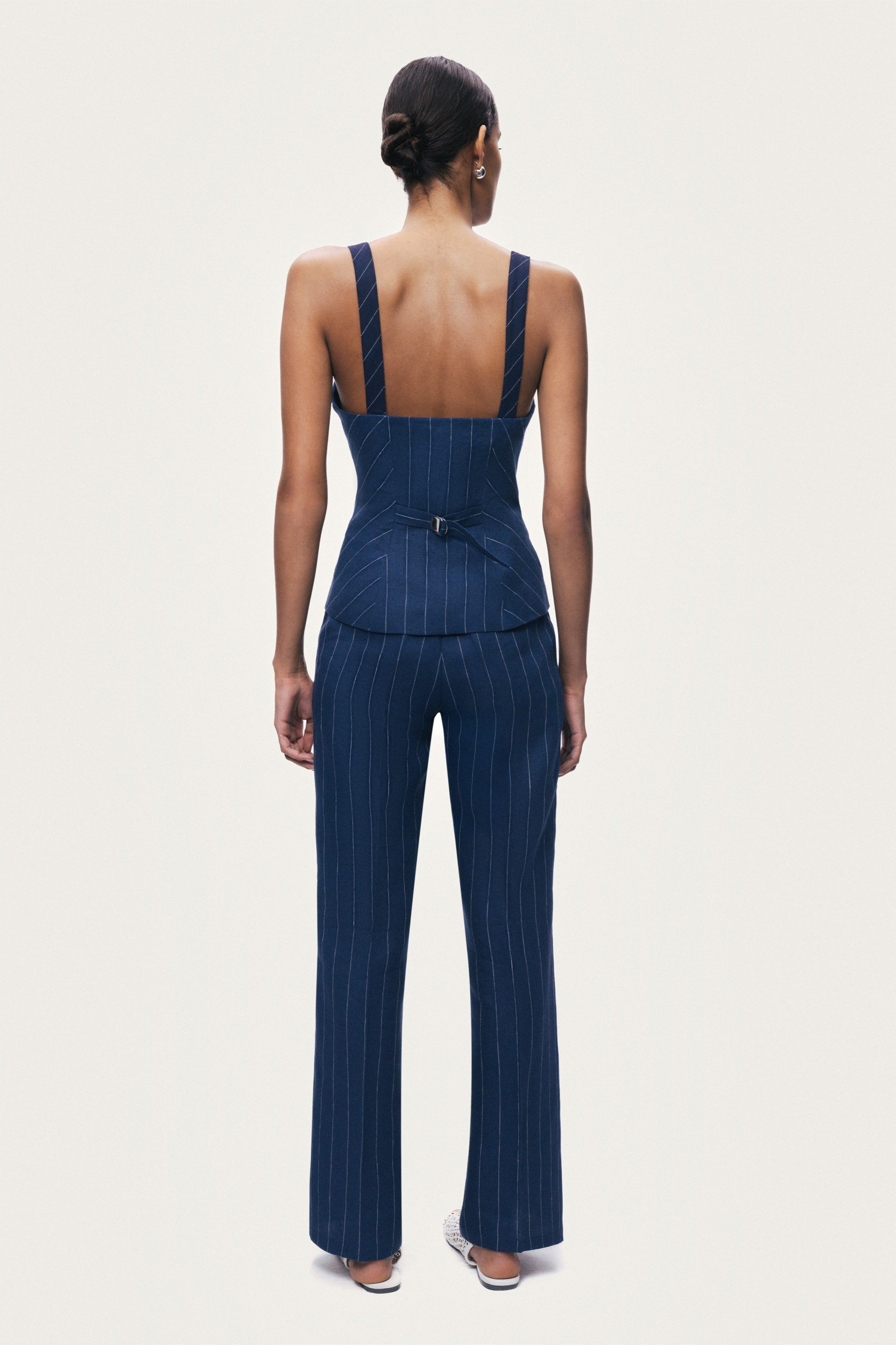 Navy Pinstripe Corset Bustier Top