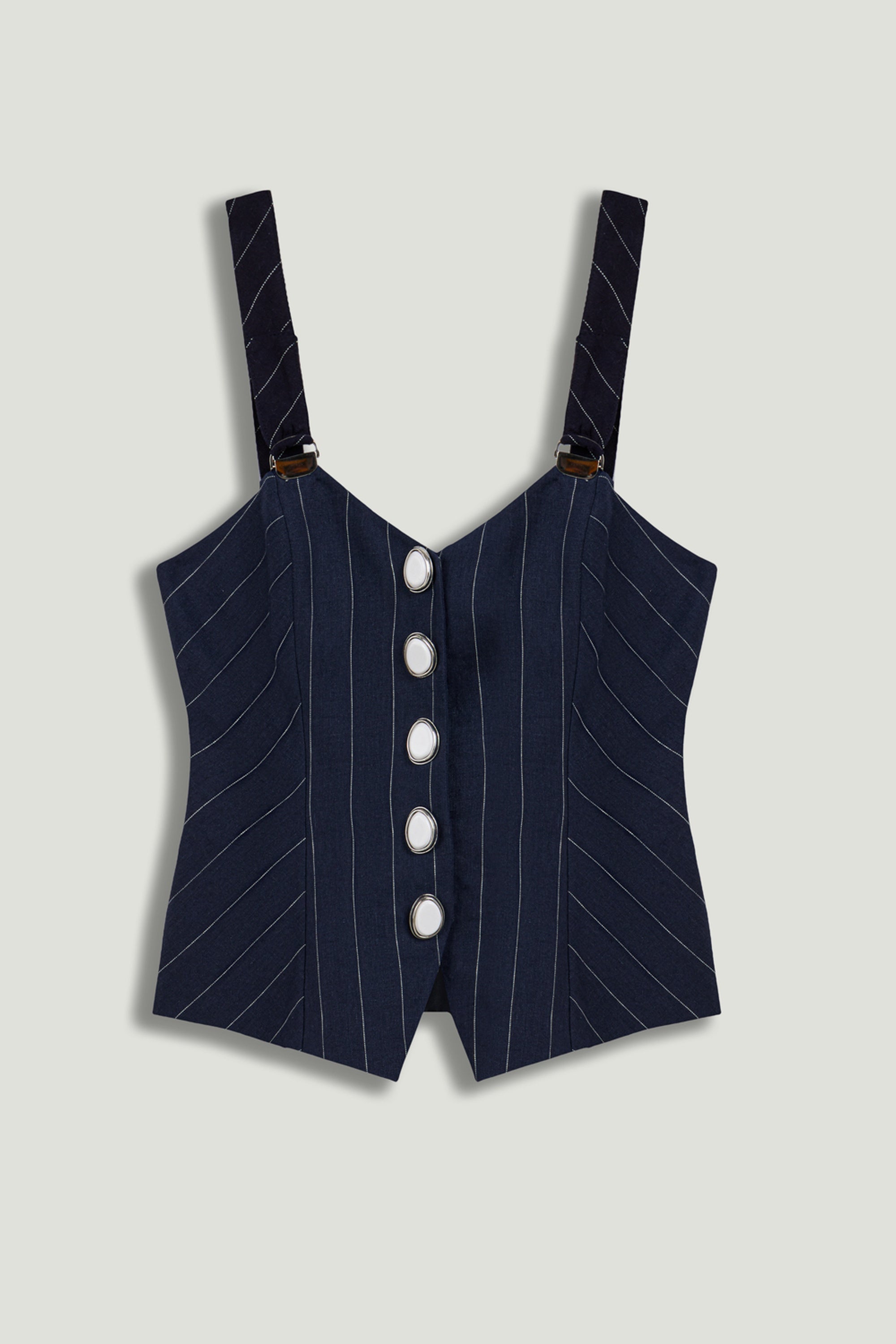 Navy Pinstripe Corset Bustier Top