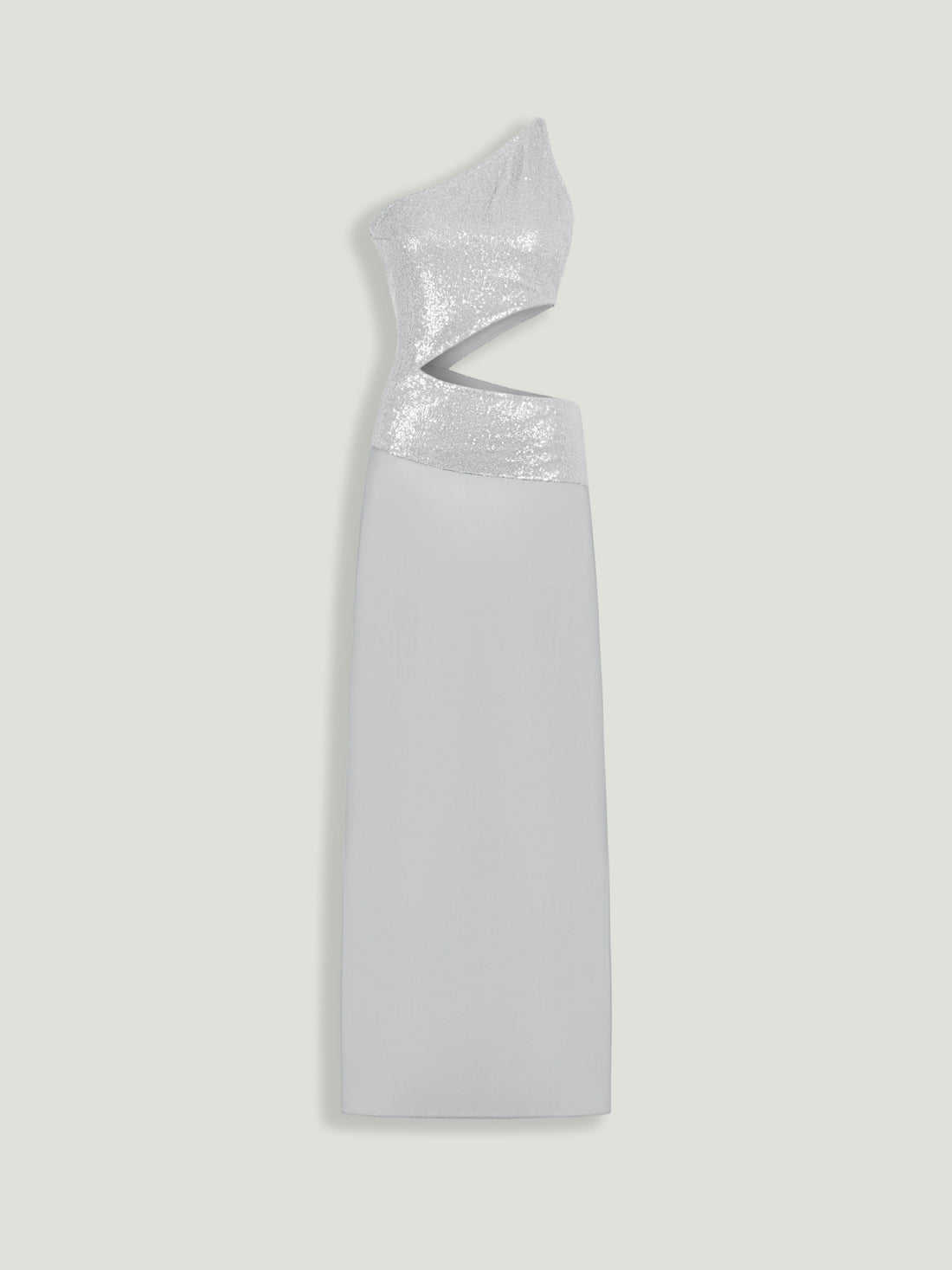 Sequin One-Shoulder Cutout Maxi Dress