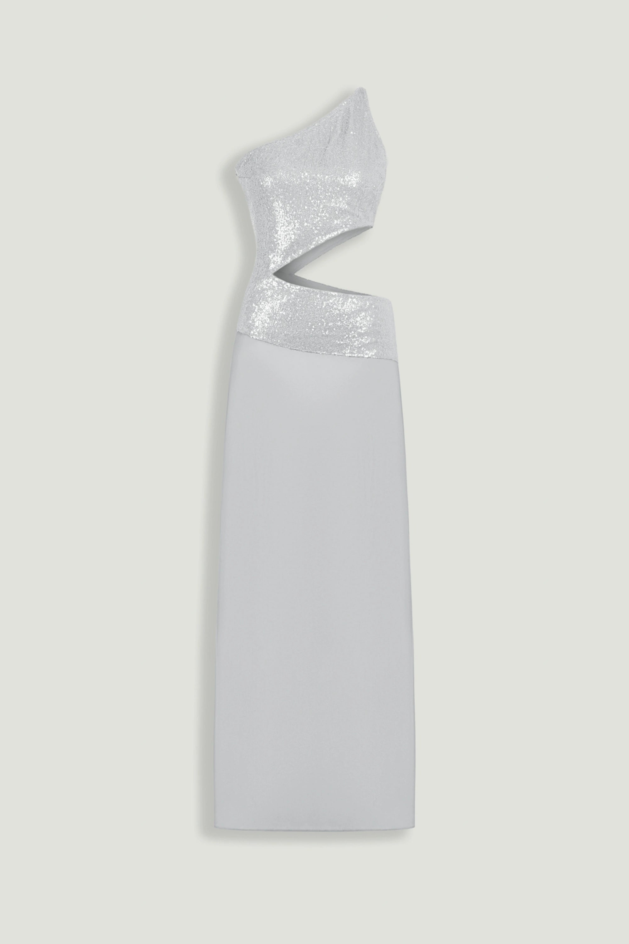 Sequin One-Shoulder Cutout Maxi Dress