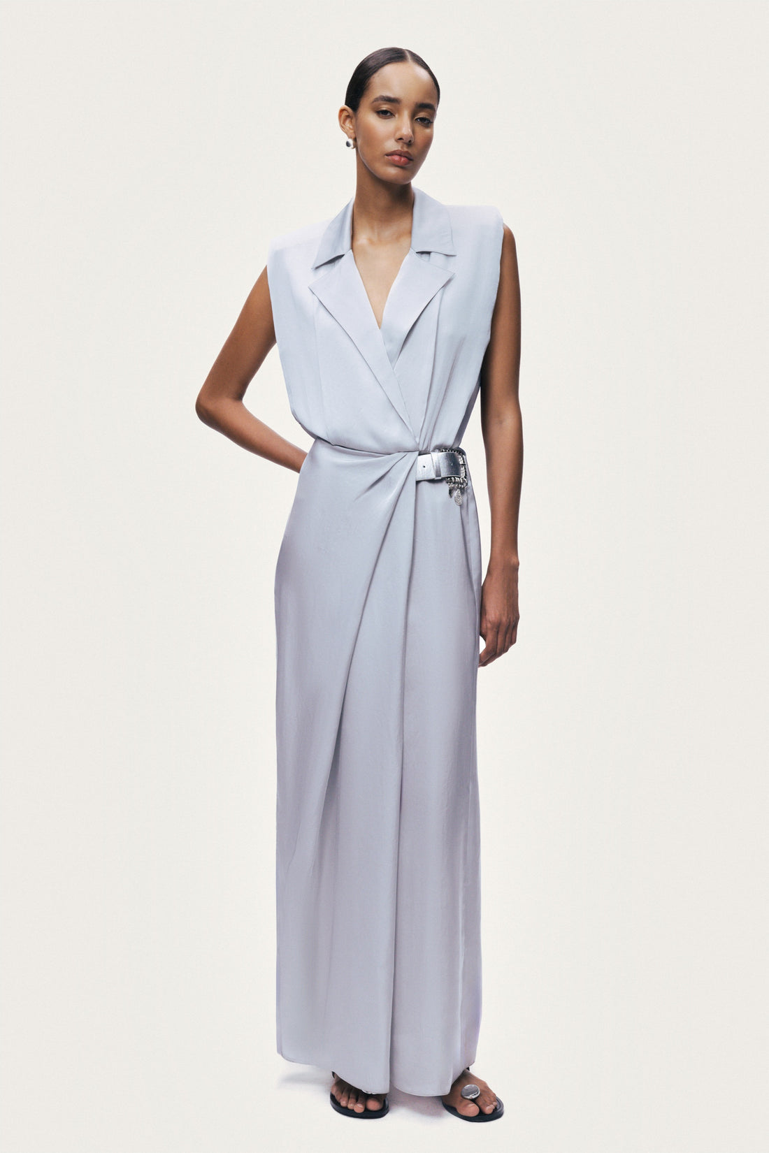Embellished Belt-Detail Maxi Dress