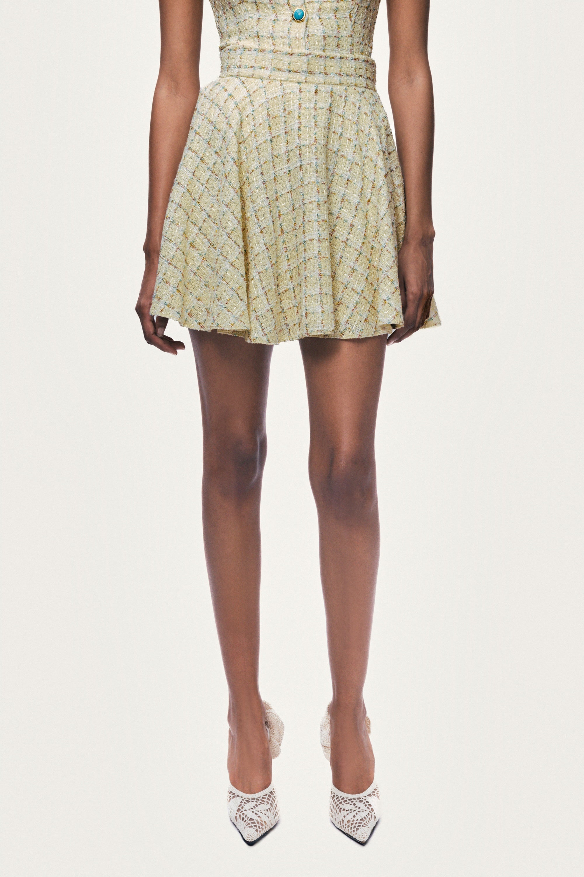 Ruffle Tweed Mini Skirt